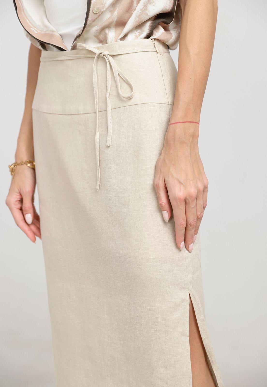 Falda Mujer Andrea Lino Beige-2