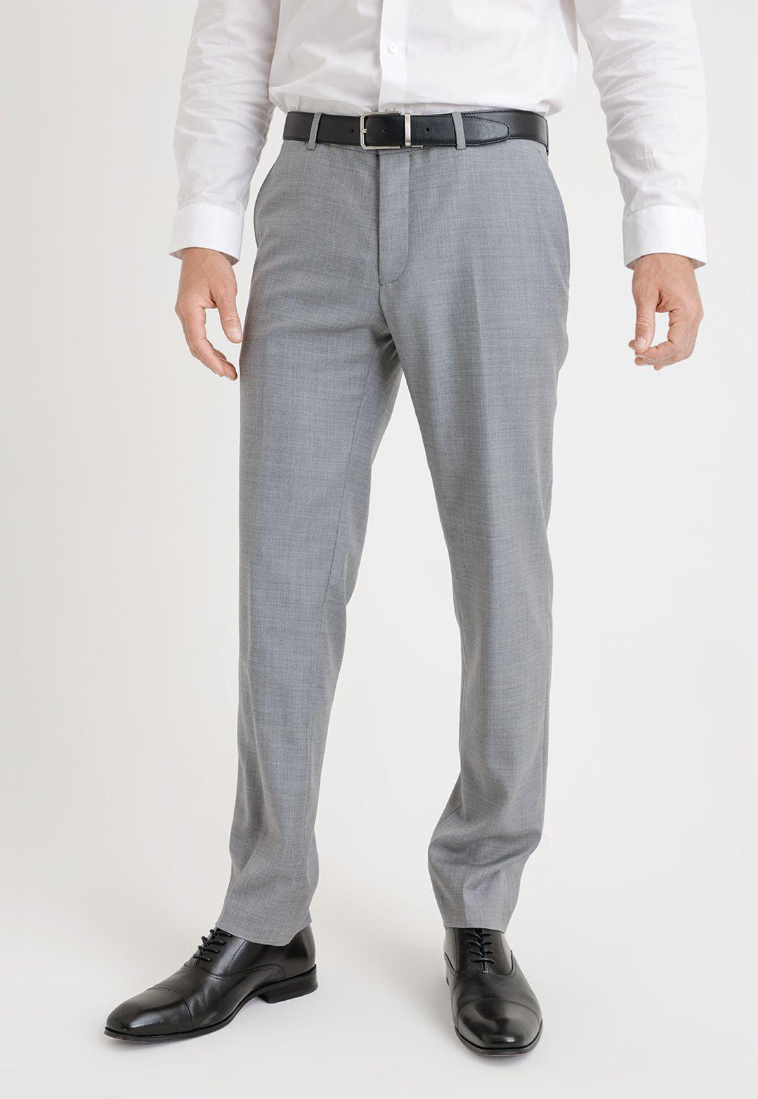 Pantalón Formal Hombre Lana S100'S Sarga Slim Travel Gris-0