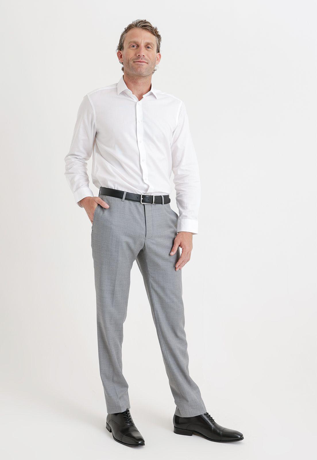 Pantalón Formal Hombre Lana S100'S Sarga Slim Travel Gris-3