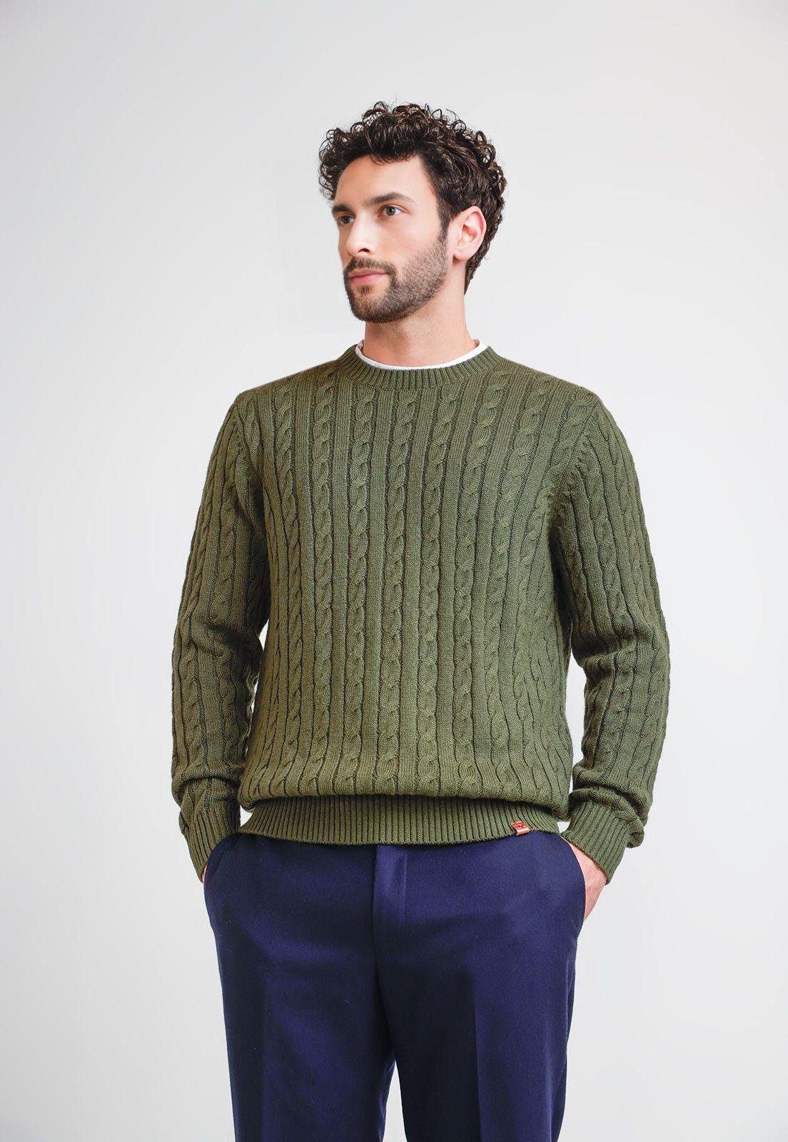 Sweater Hombre Trenzado Phantom Verde-0