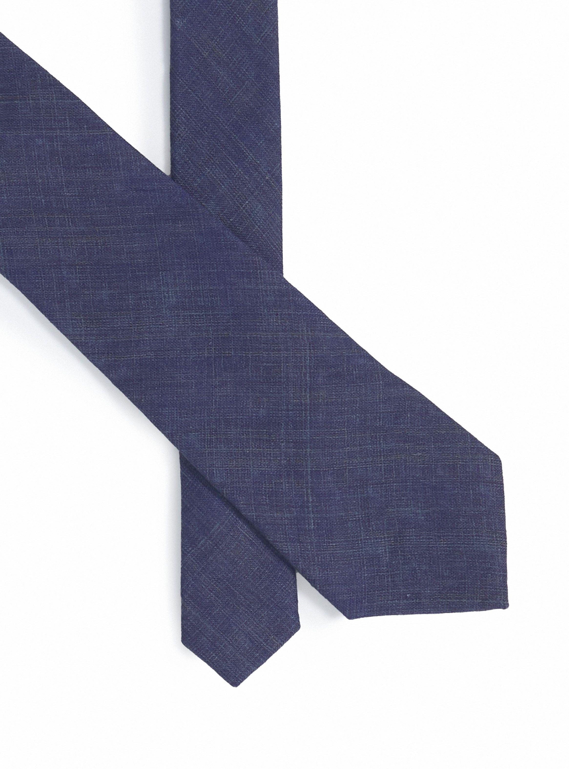 Corbata Formal Hombre Lino Liso Travel Azul Marino-1