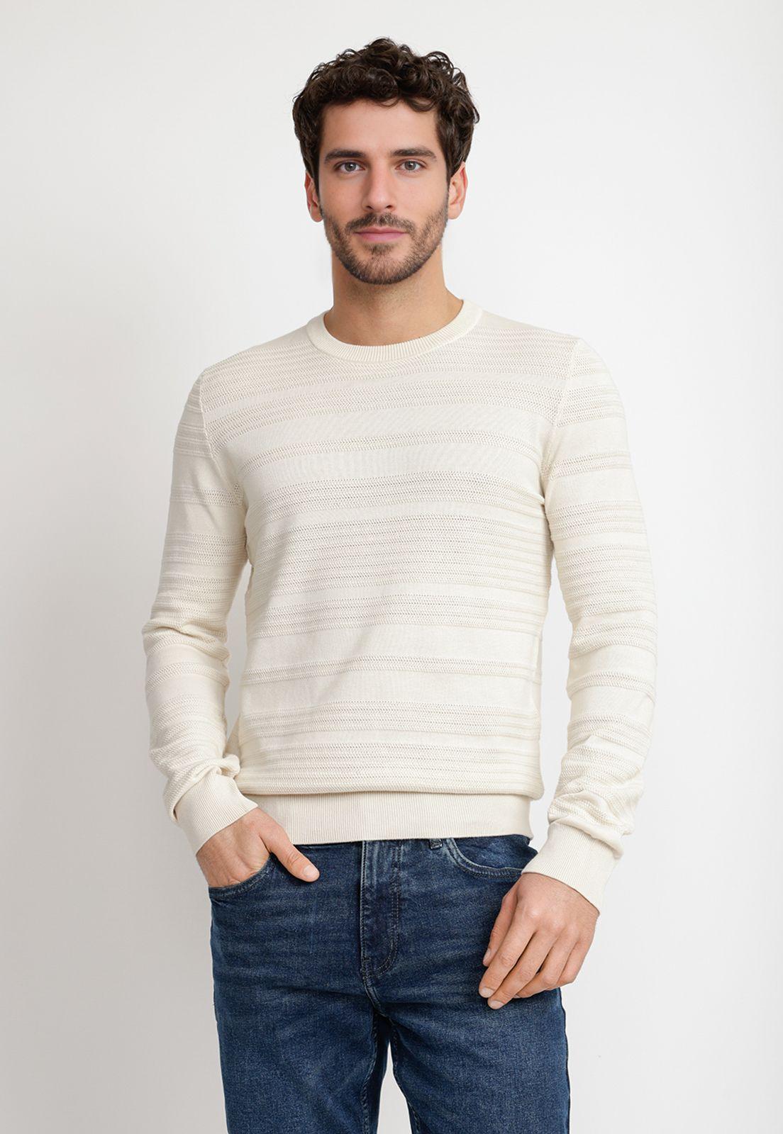 Sweater Hombre Cuello Redondo Crudo-0