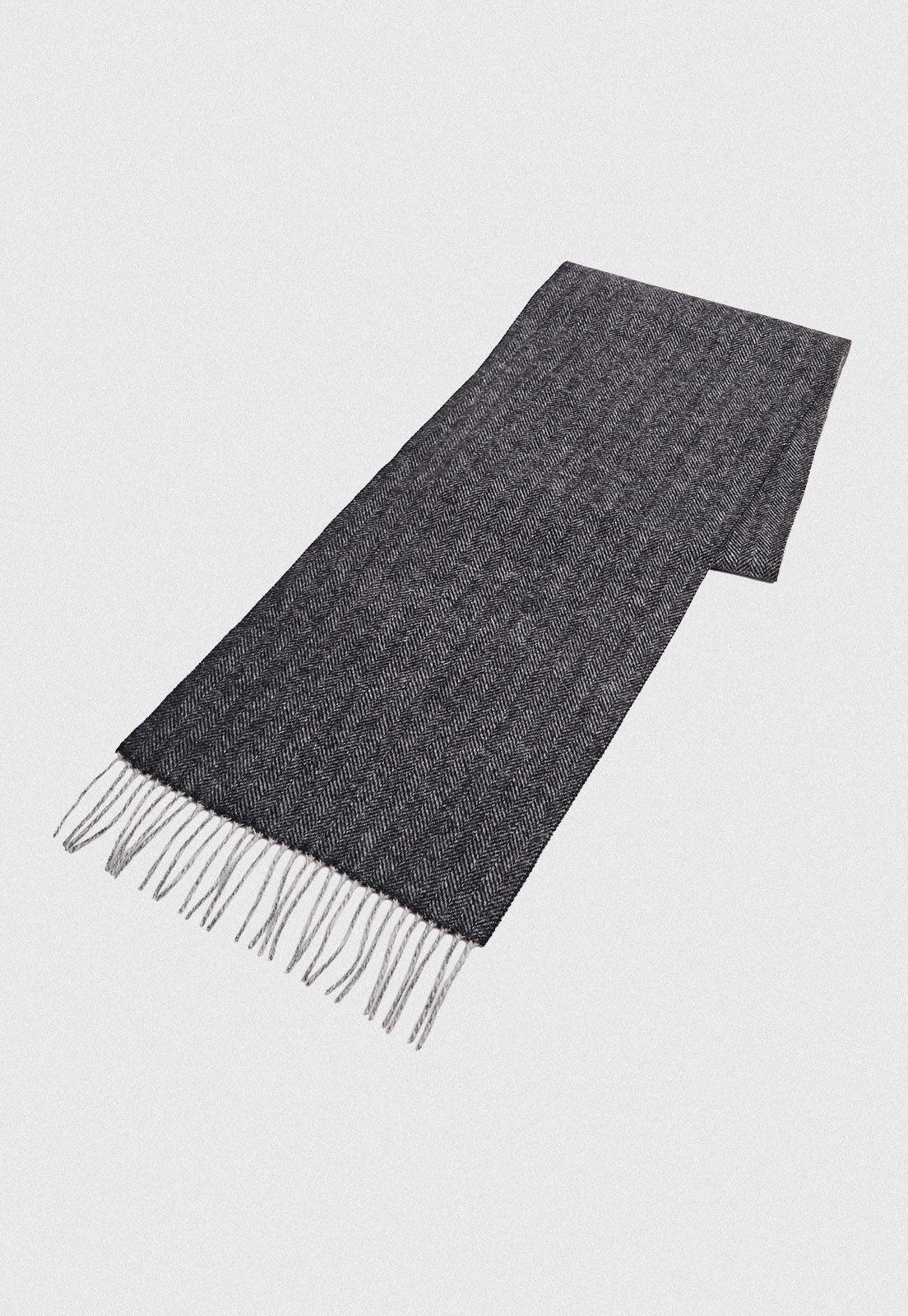 Bufanda Hombre Doble Espiga Gris-0