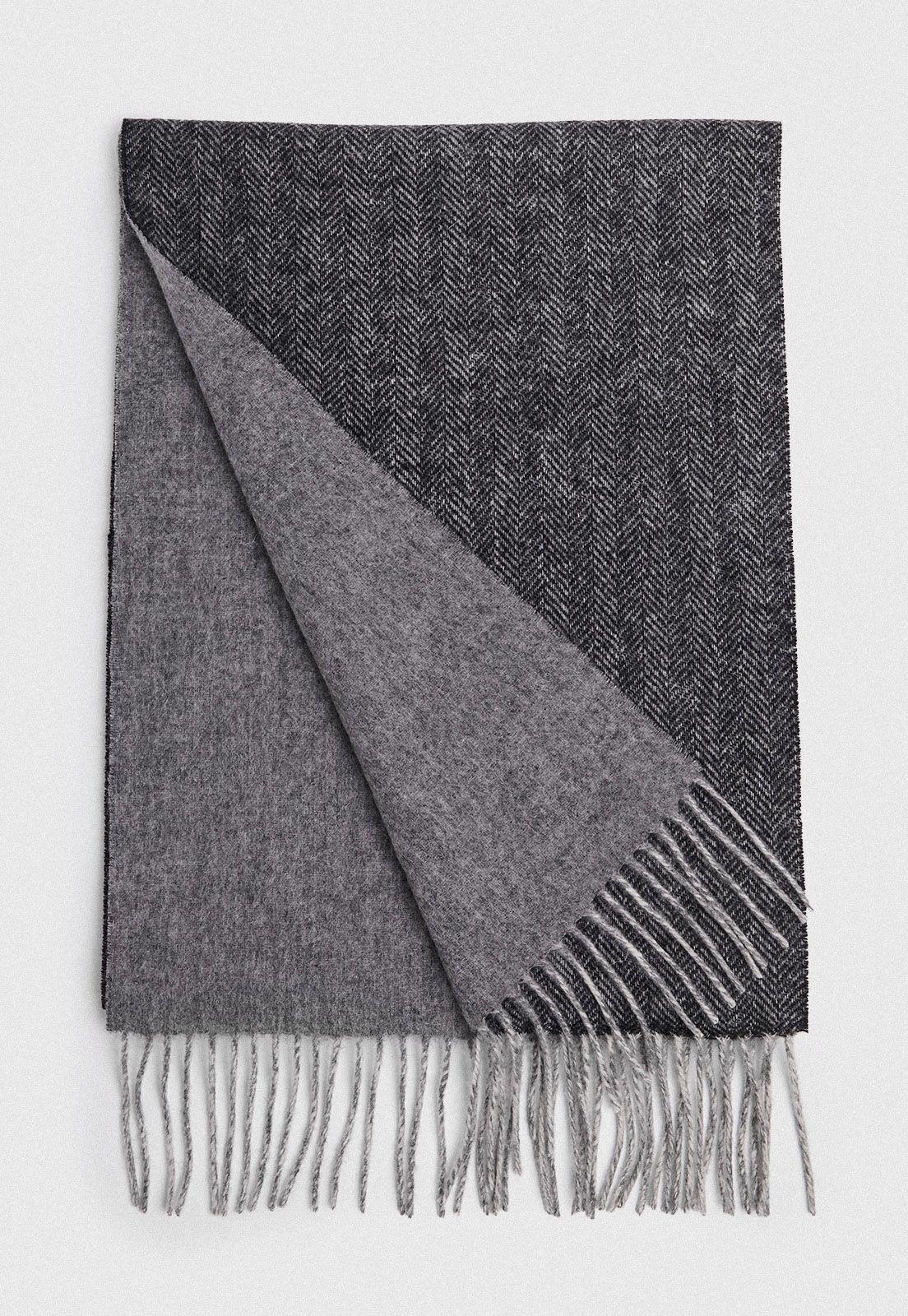 Bufanda Hombre Doble Espiga Gris-1