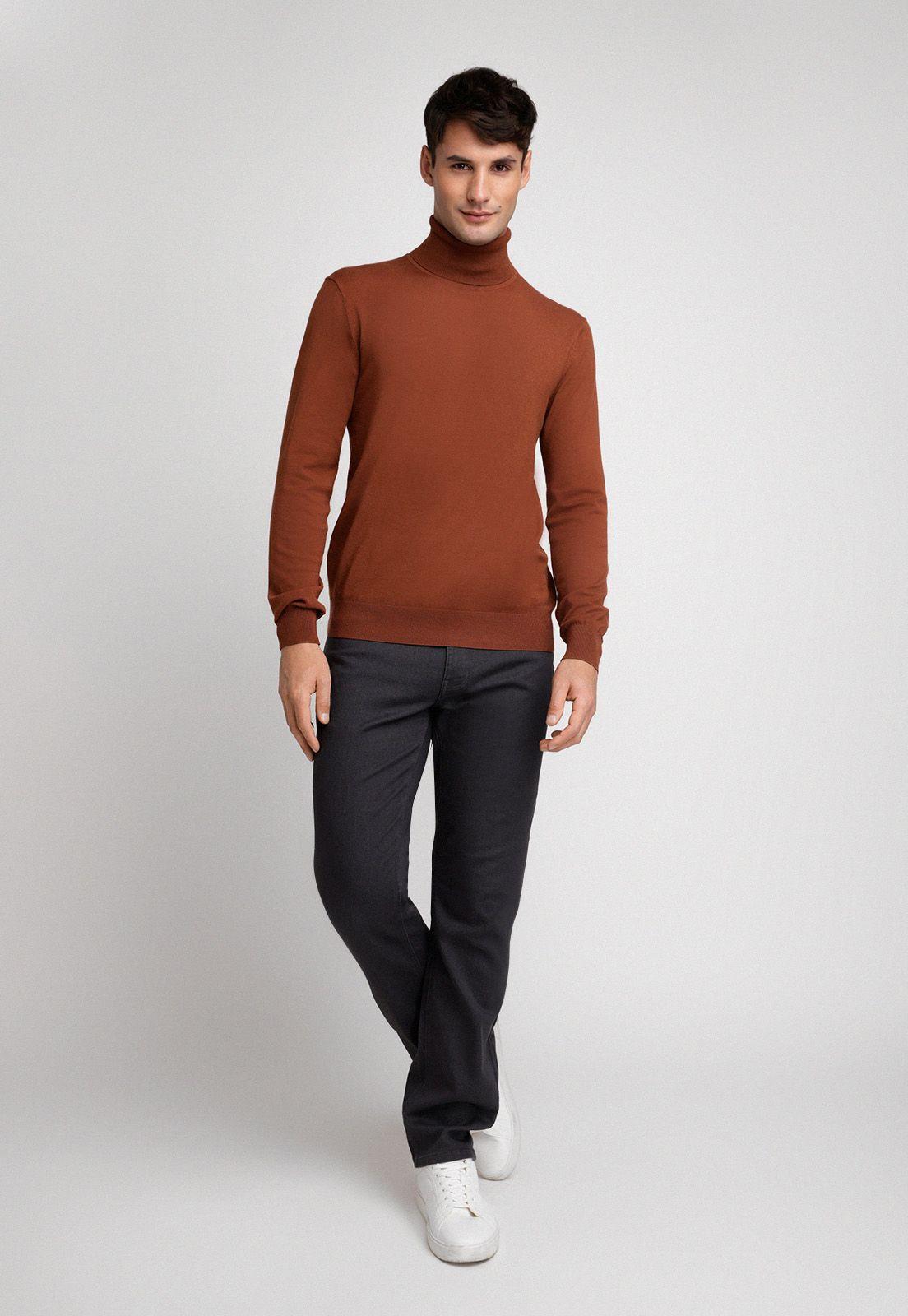 Sweater Hombre Cuello Alto Cafe-3