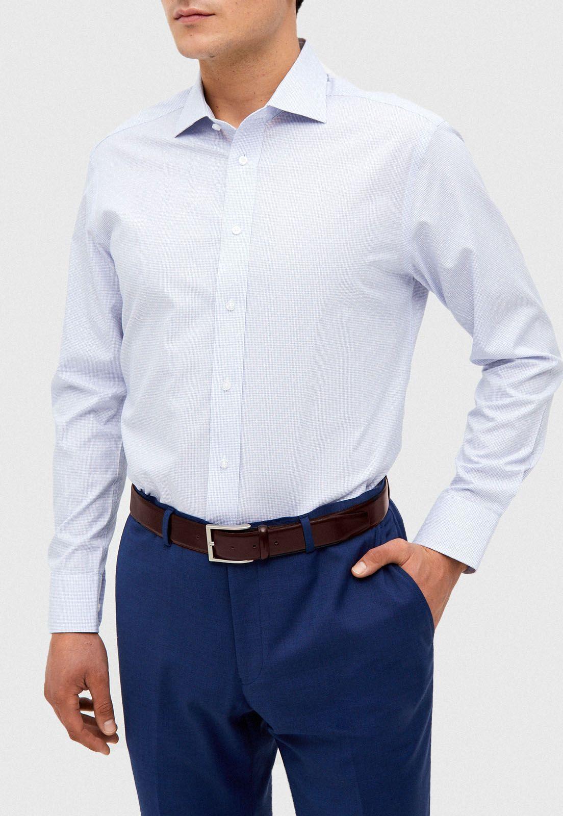 Camisa Formal Microdiseño Celeste-0