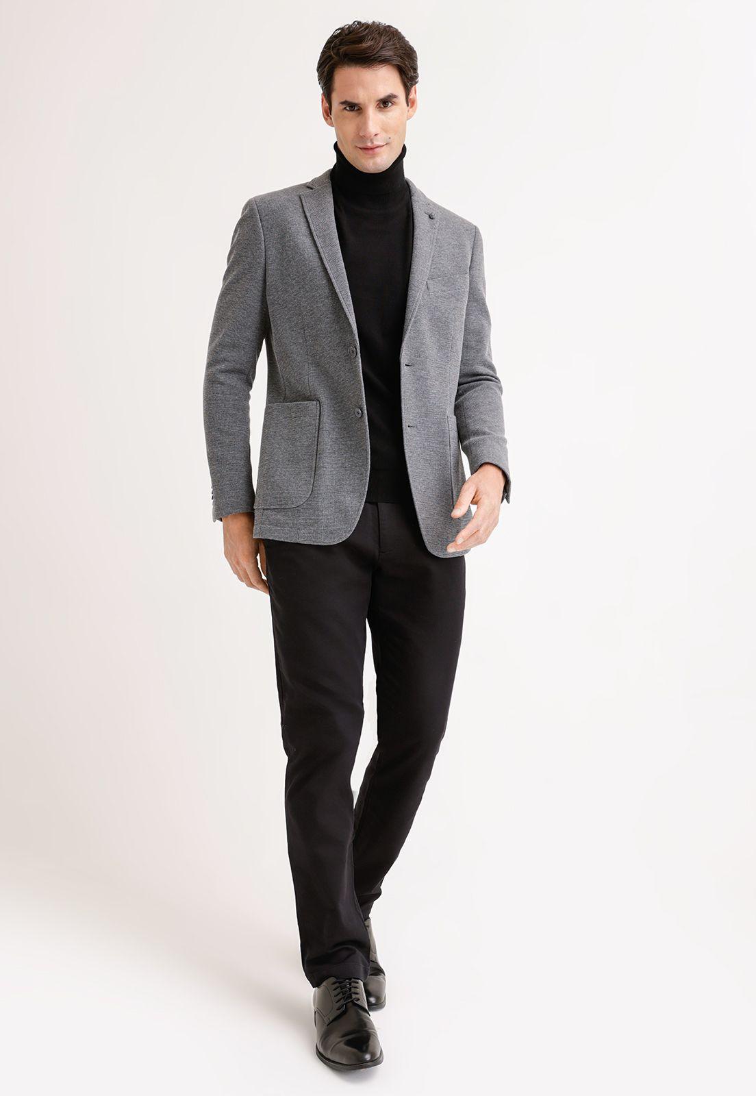 Chaqueta Hombre Casual Knit Gris-3