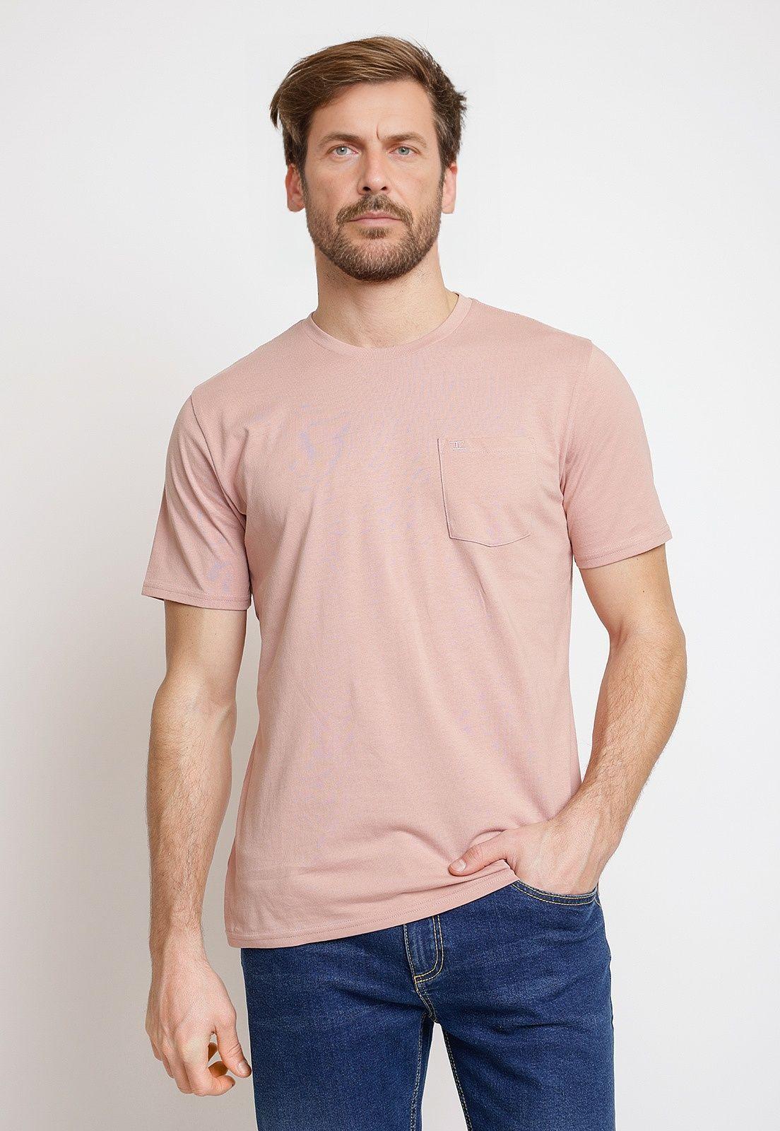 Polera Hombre Algodón Liso Slim Marcus Rosado-0