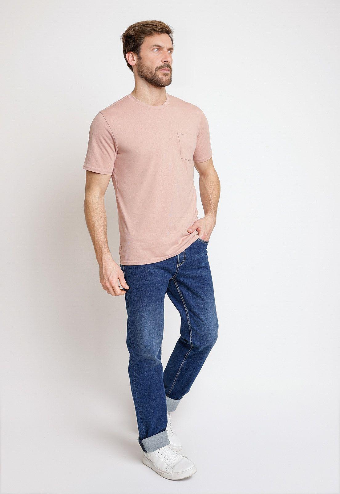 Polera Hombre Algodón Liso Slim Marcus Rosado-3