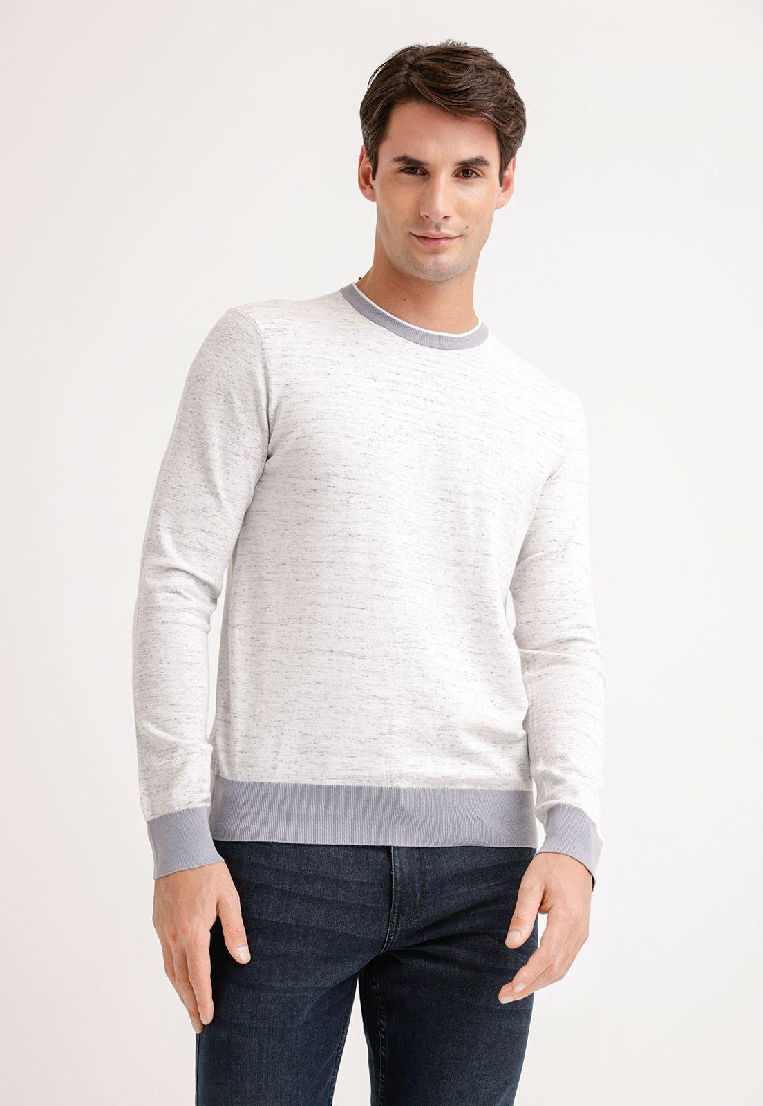 Sweater Cuello Redondo Hombre Gris Claro-0
