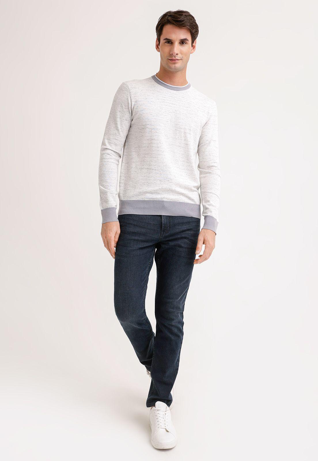 Sweater Cuello Redondo Hombre Gris Claro-3