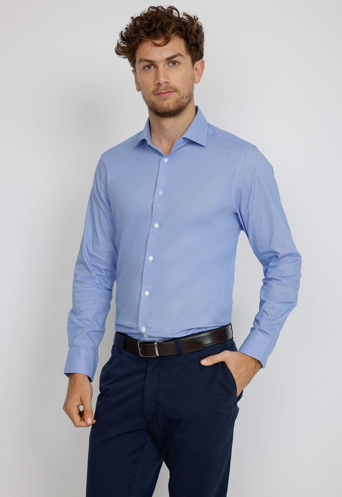 Camisa hombre formal microdiseño azul-0