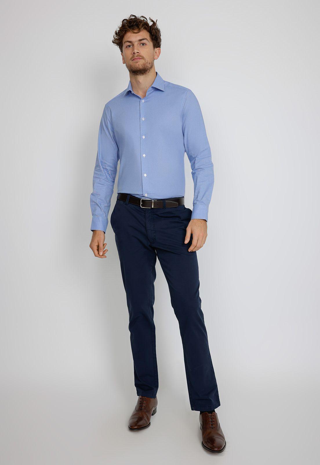 Camisa hombre formal microdiseño azul-3