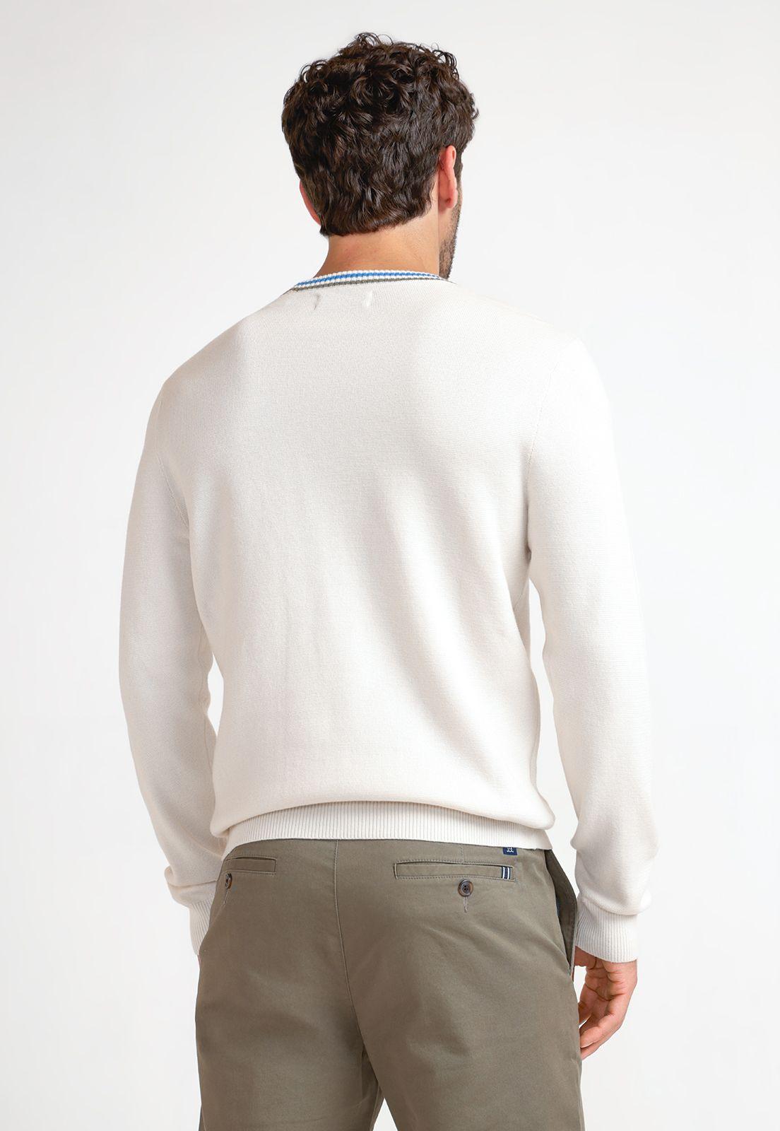 Tejido Hombre Algodón Cuello Redondo Beige-1