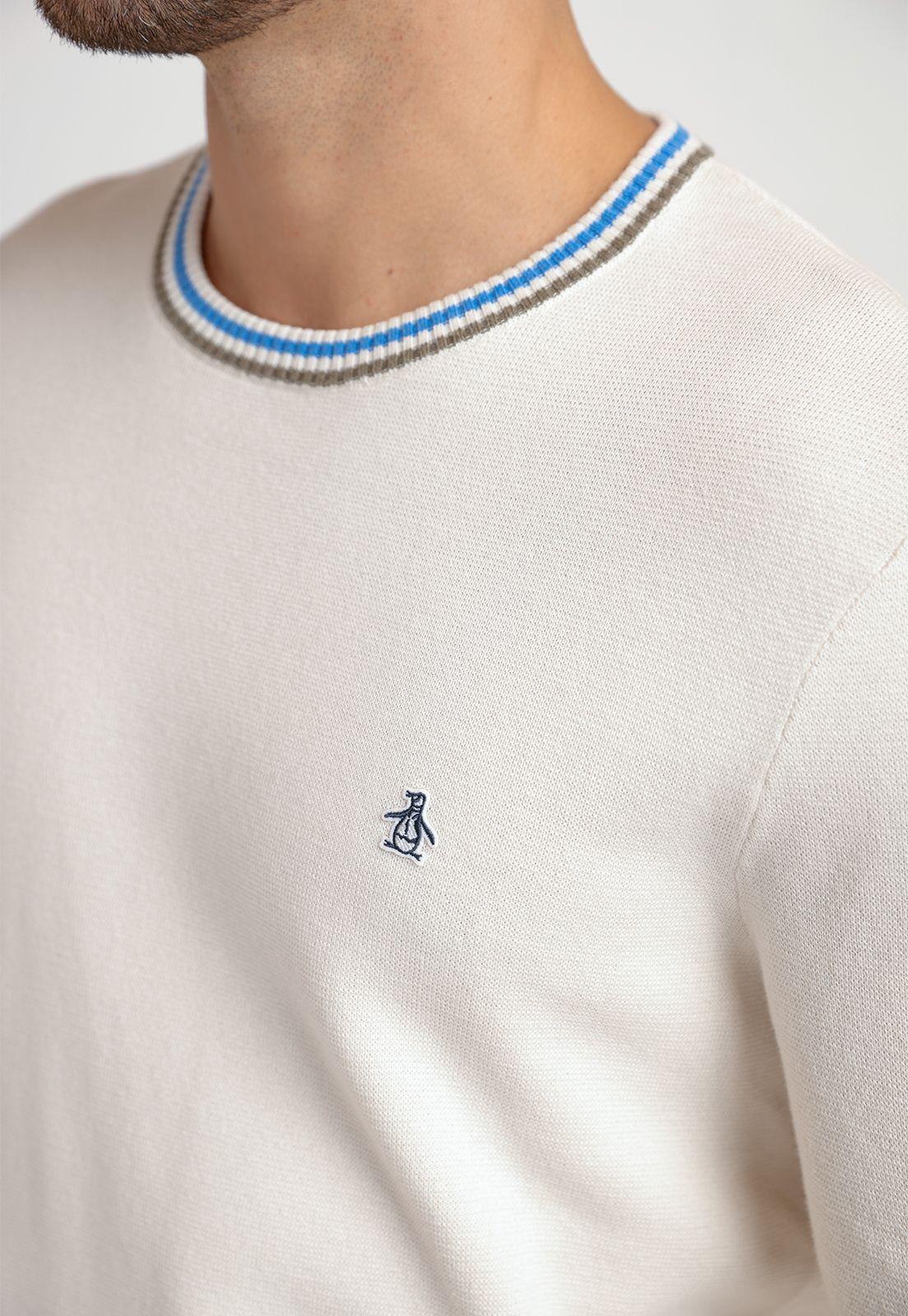 Tejido Hombre Algodón Cuello Redondo Beige-2