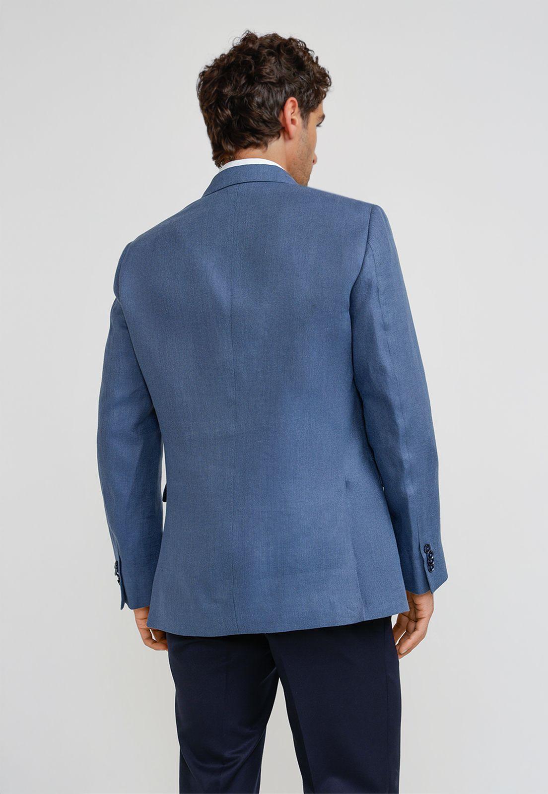 Chaqueta Hombre Formal Cruzada Lino Mix&Color Azul-1