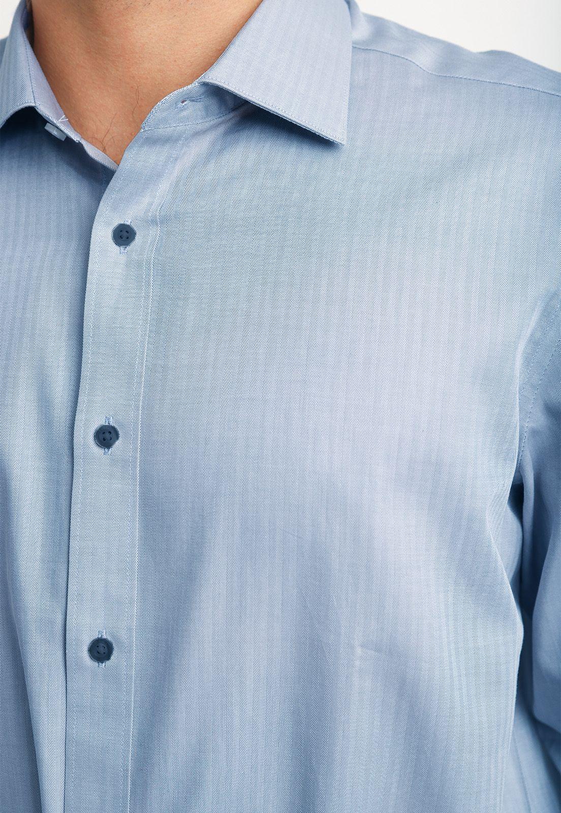 Camisa Hombre Formal Algodón Classic Azul Piedra-2