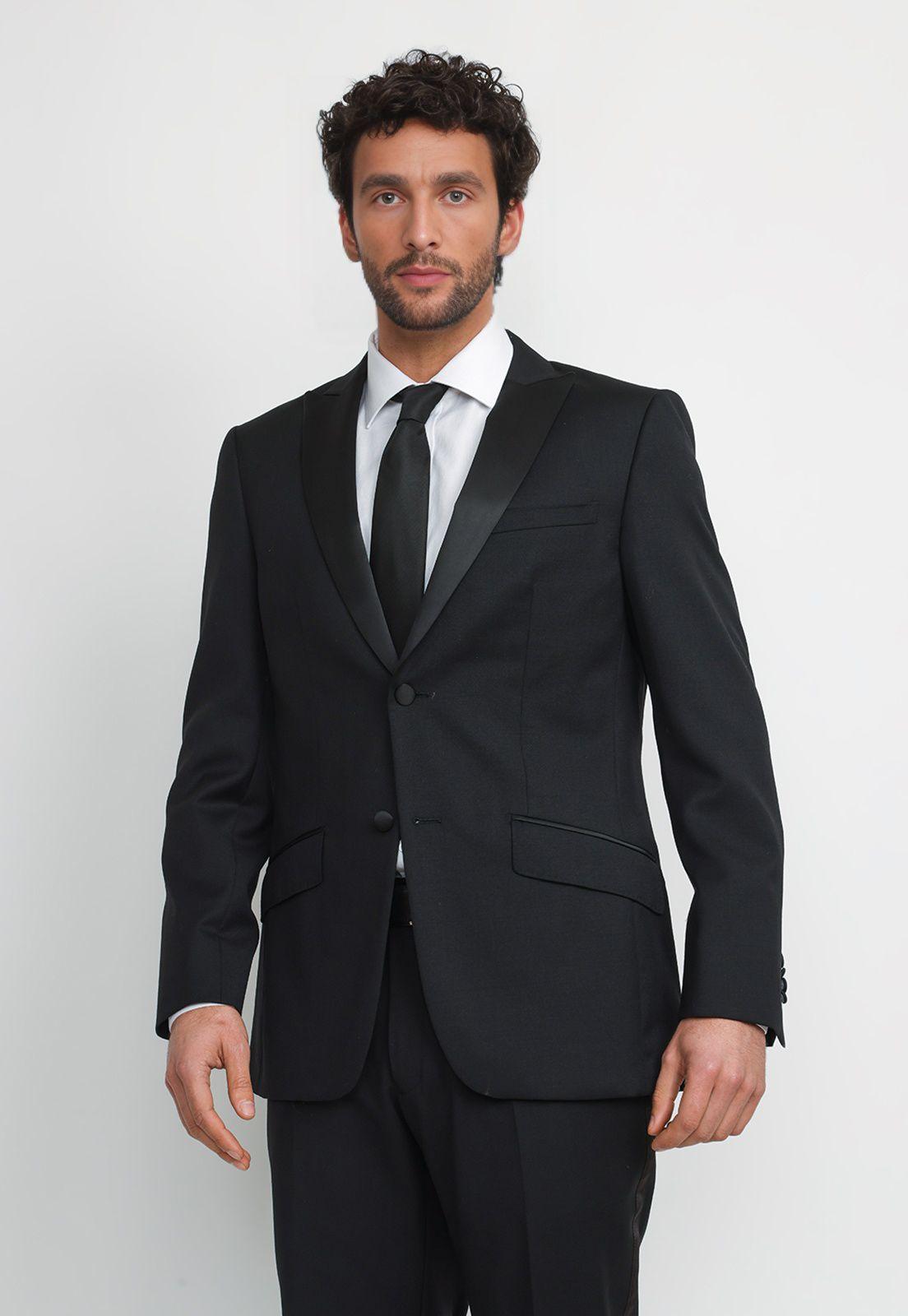 Chaqueta Hombre Formal Lana S100'S Smoking Negro-0