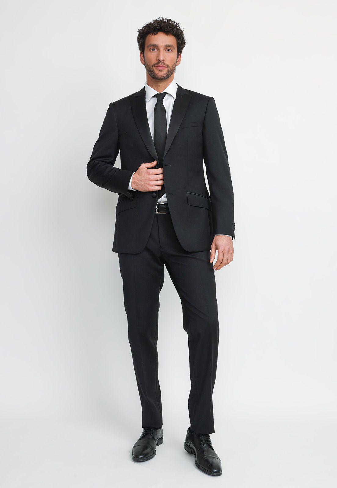 Chaqueta Hombre Formal Lana S100'S Smoking Negro-3