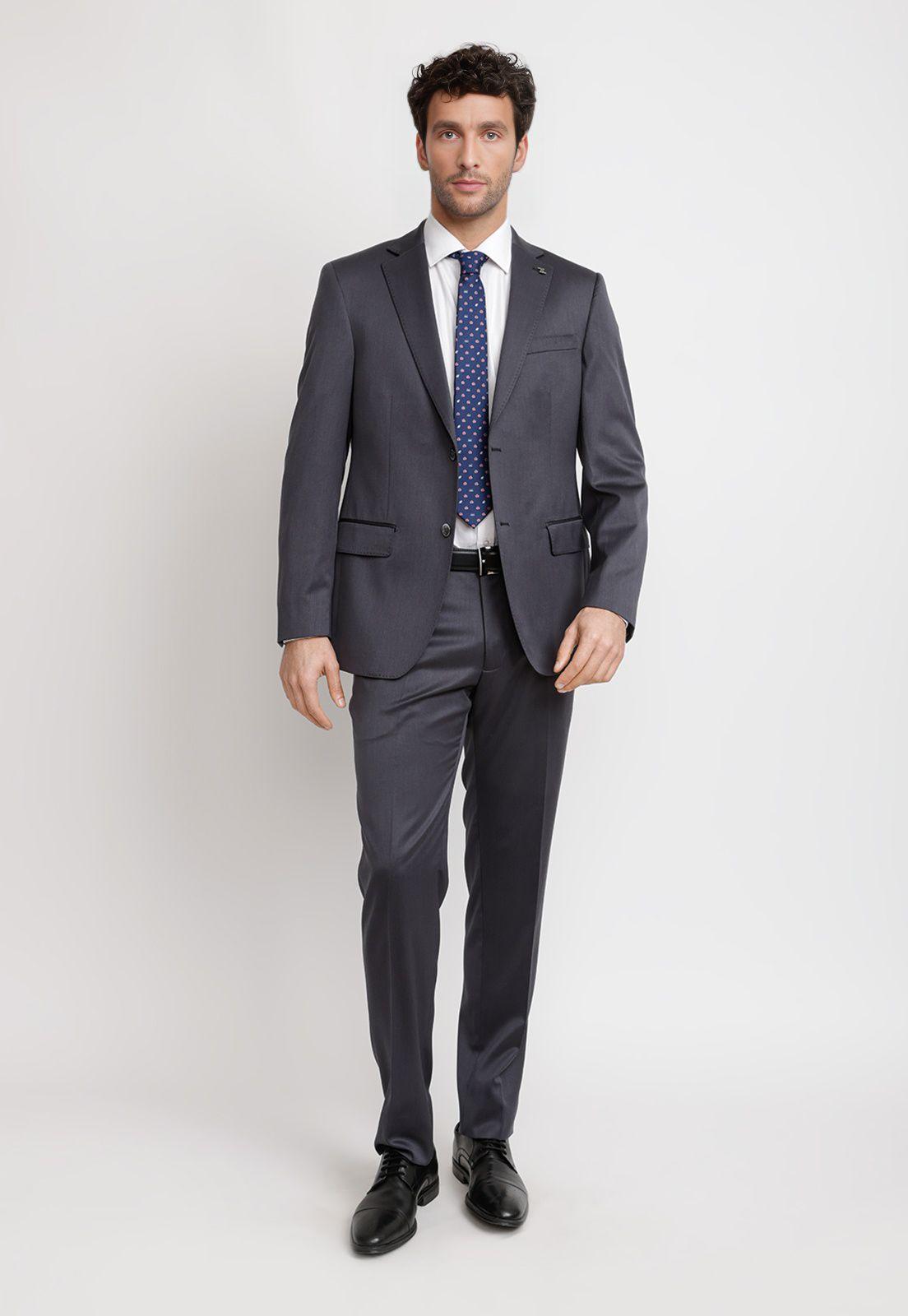 Traje Hombre Formal Lana S160'S Emerald Gris-3