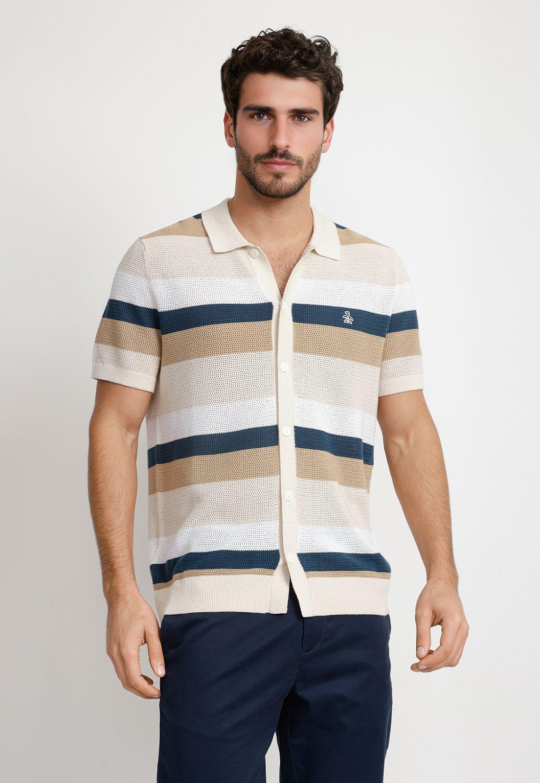 Camisa Hombre Manga Corta Crudo-0