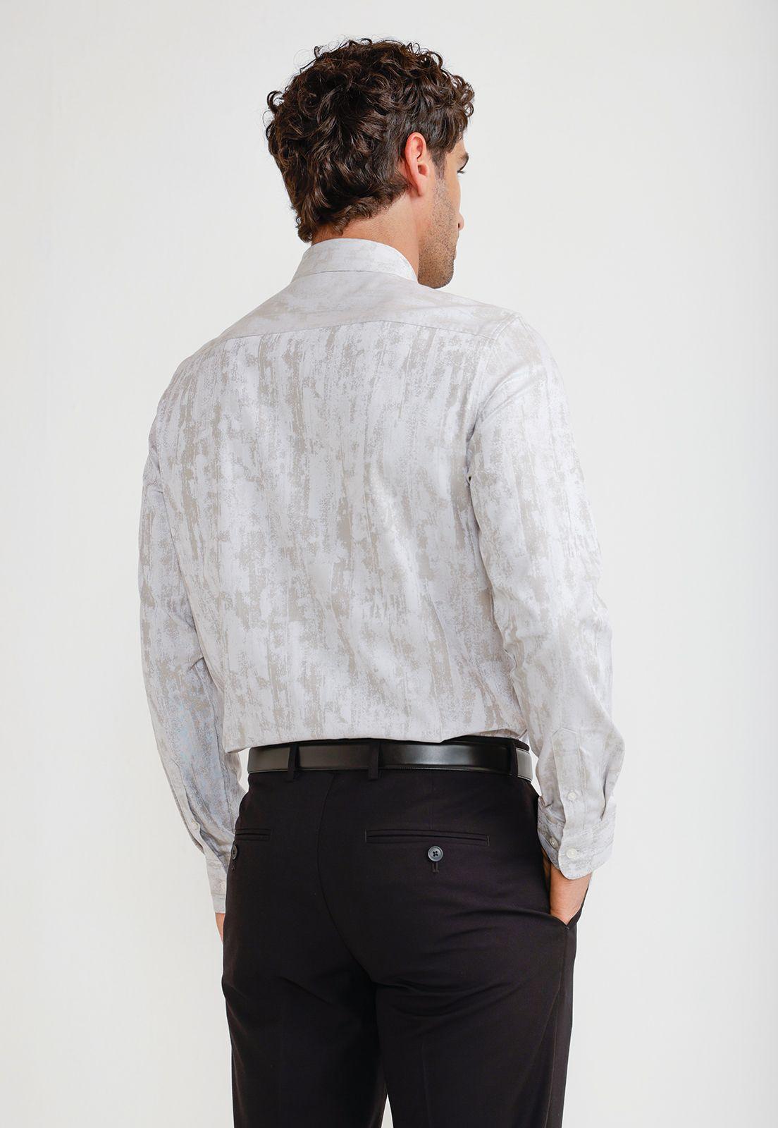 Camisa Hombre Jacquard Beige Jacquard Shirt-1