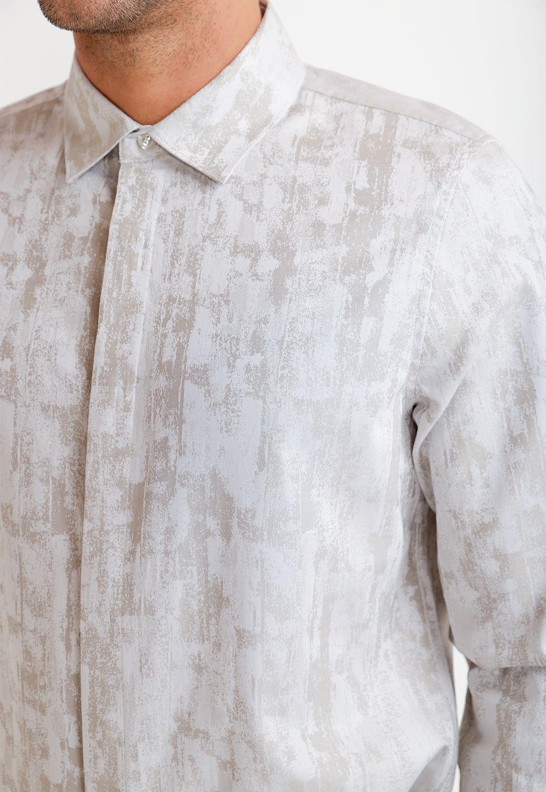 Camisa Hombre Jacquard Beige Jacquard Shirt-2