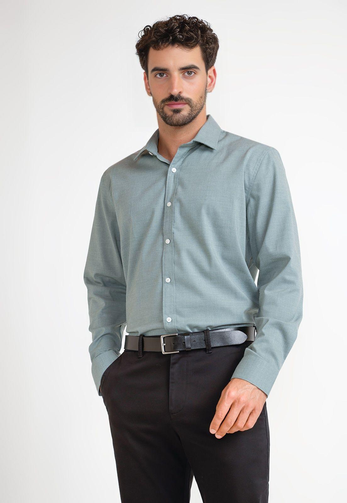 Camisa Formal Hombre Verde-0