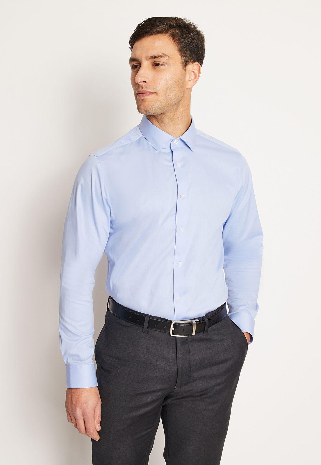 Camisa Formal Hombre Wrinkle Free (Evita Arrugas) Celeste-0