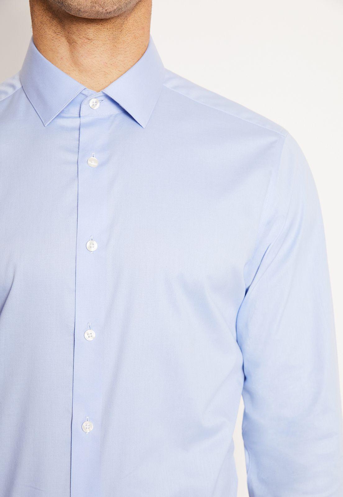 Camisa Formal Hombre Wrinkle Free (Evita Arrugas) Celeste-3