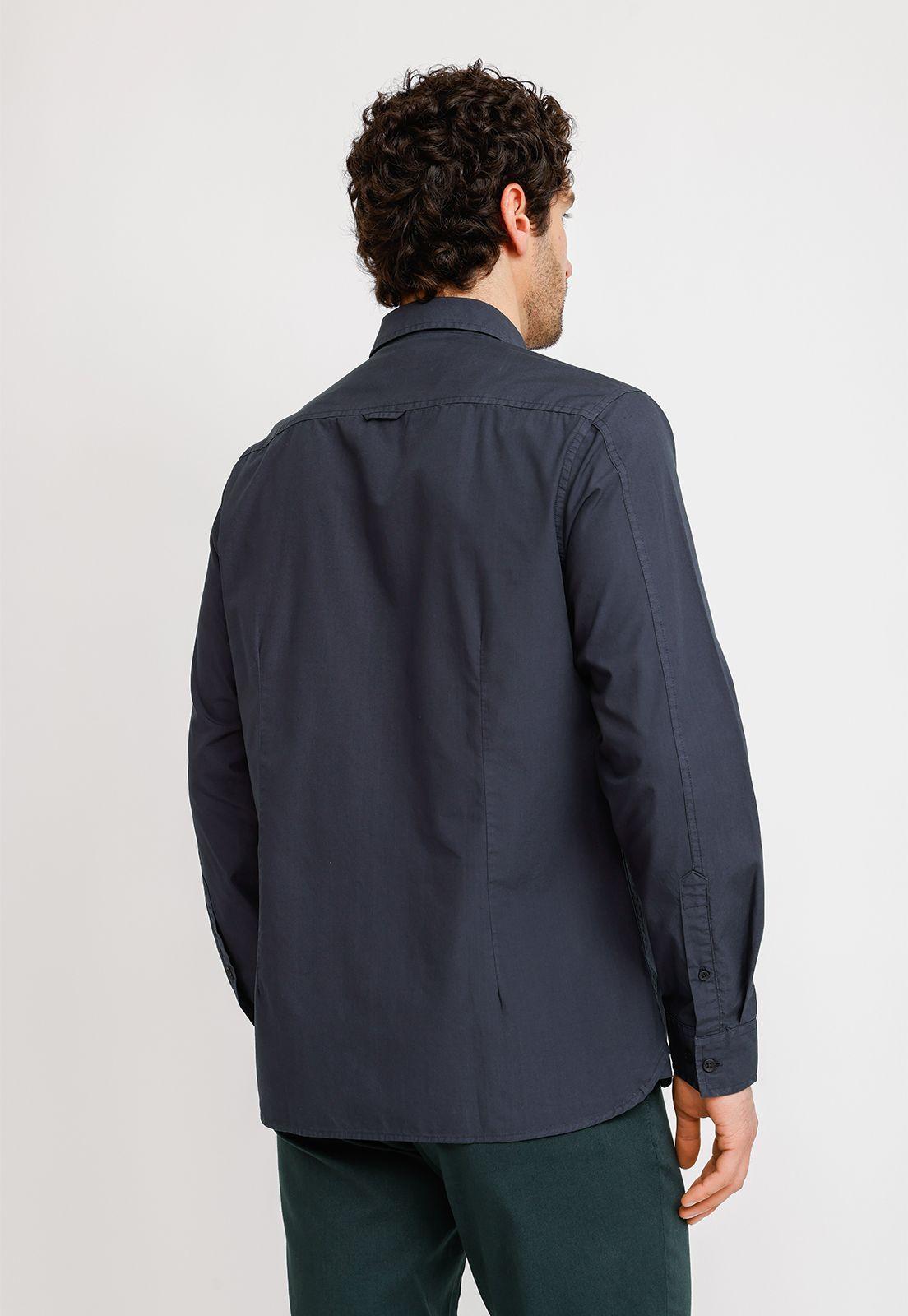 Camisa ML Hombre Basilio Azul Marino-1