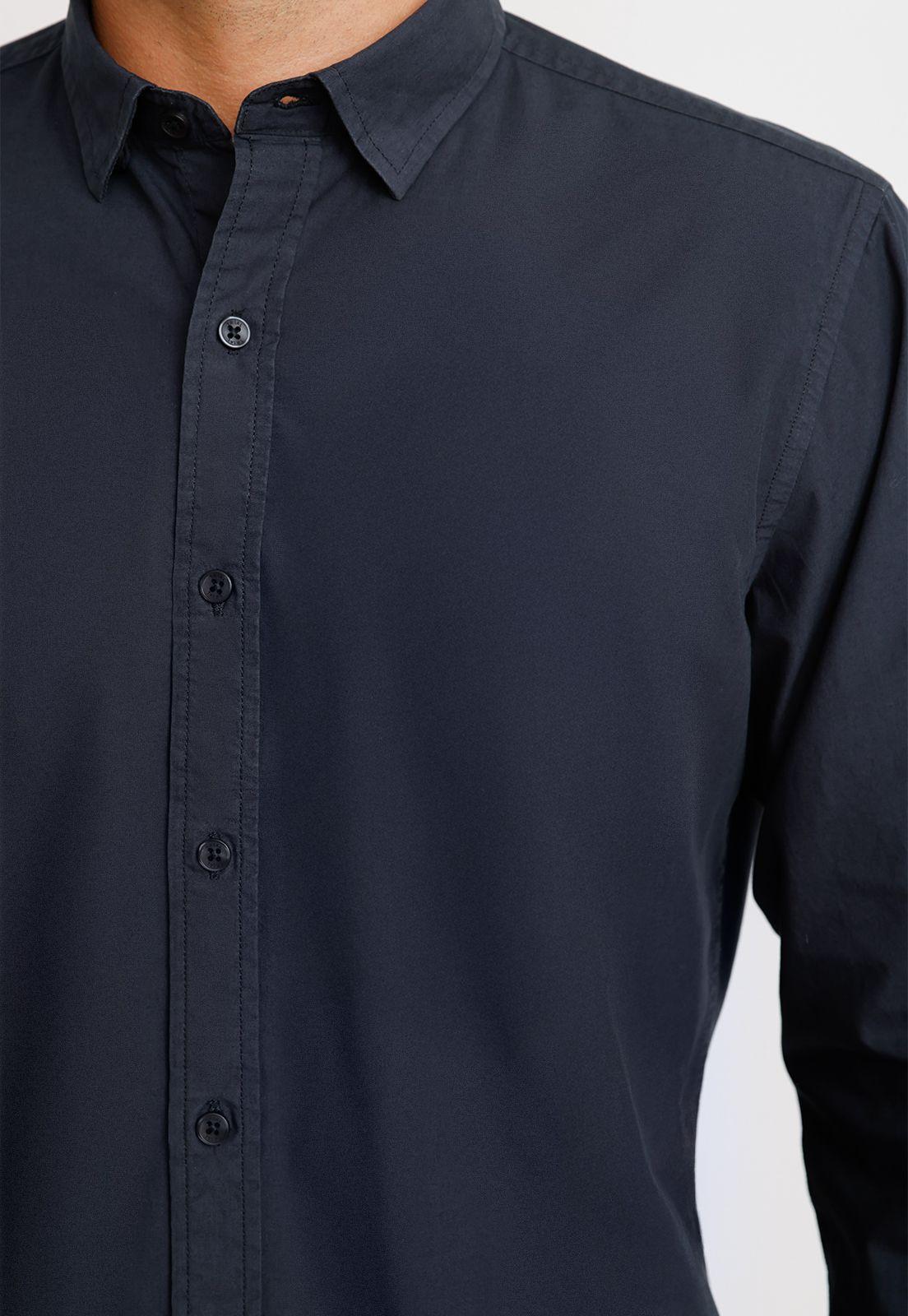 Camisa ML Hombre Basilio Azul Marino-2