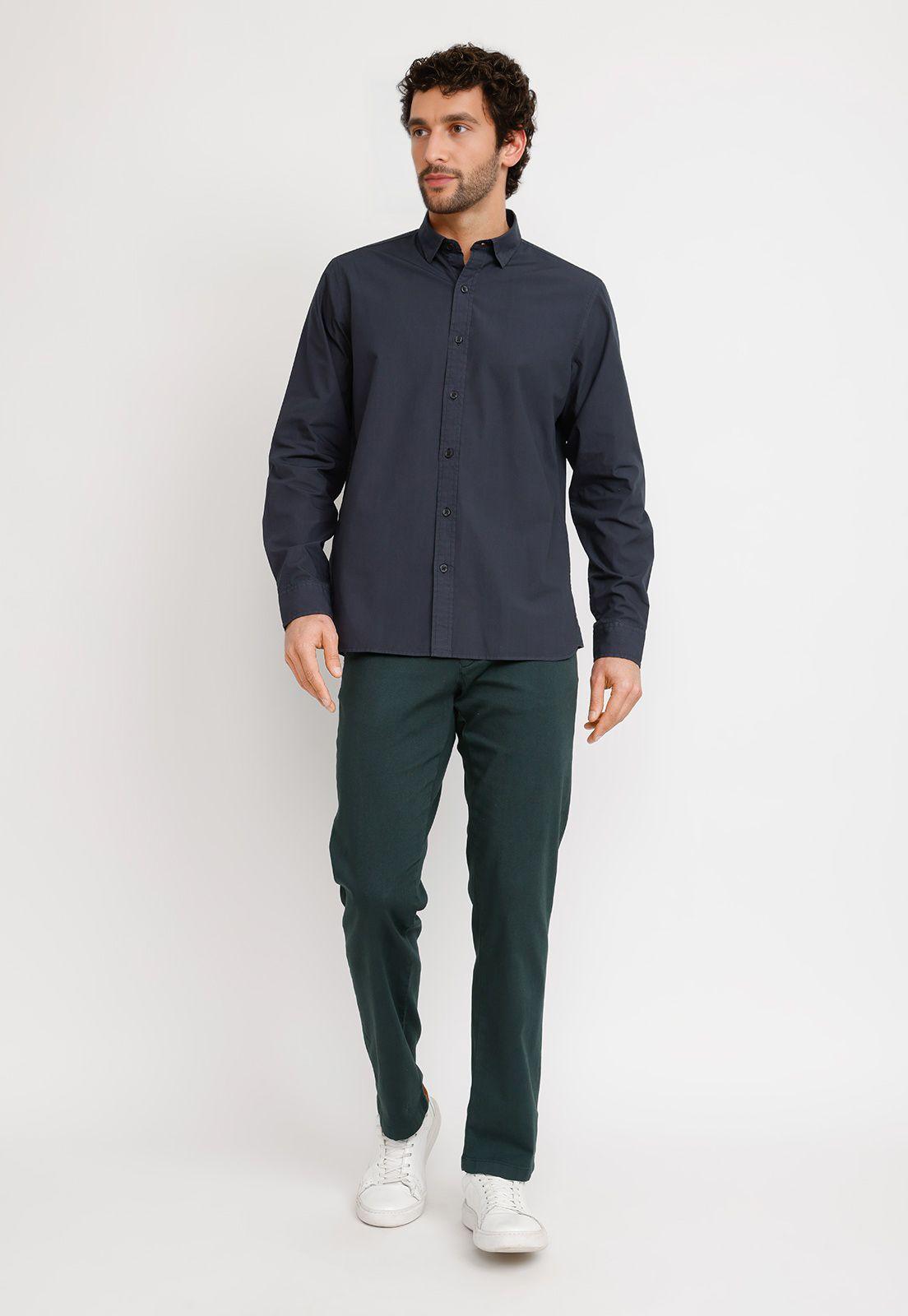 Camisa ML Hombre Basilio Azul Marino-3