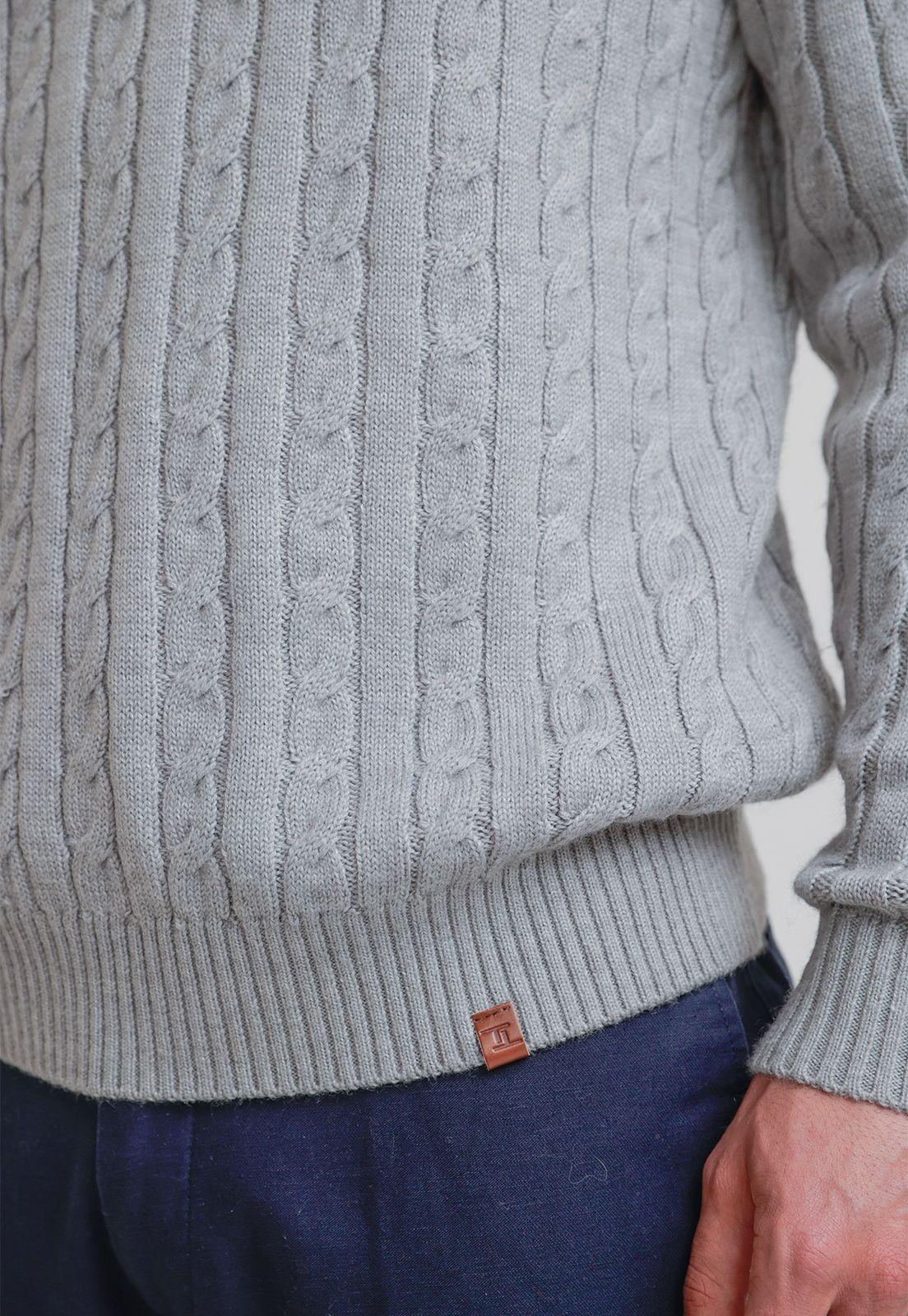 Sweater Hombre Trenzado Phantom Gris Melange-2