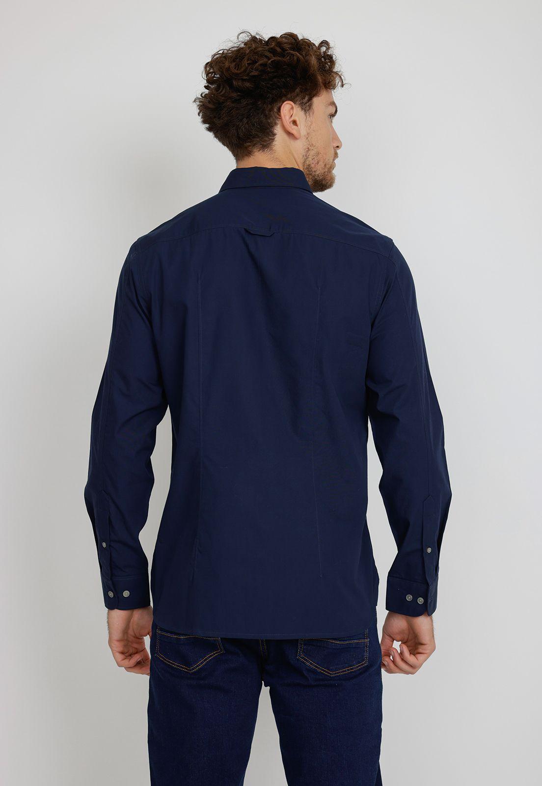 Camisa Manga Larga hombre Casual Slim Fit Basilio Algodón Azul marino -1