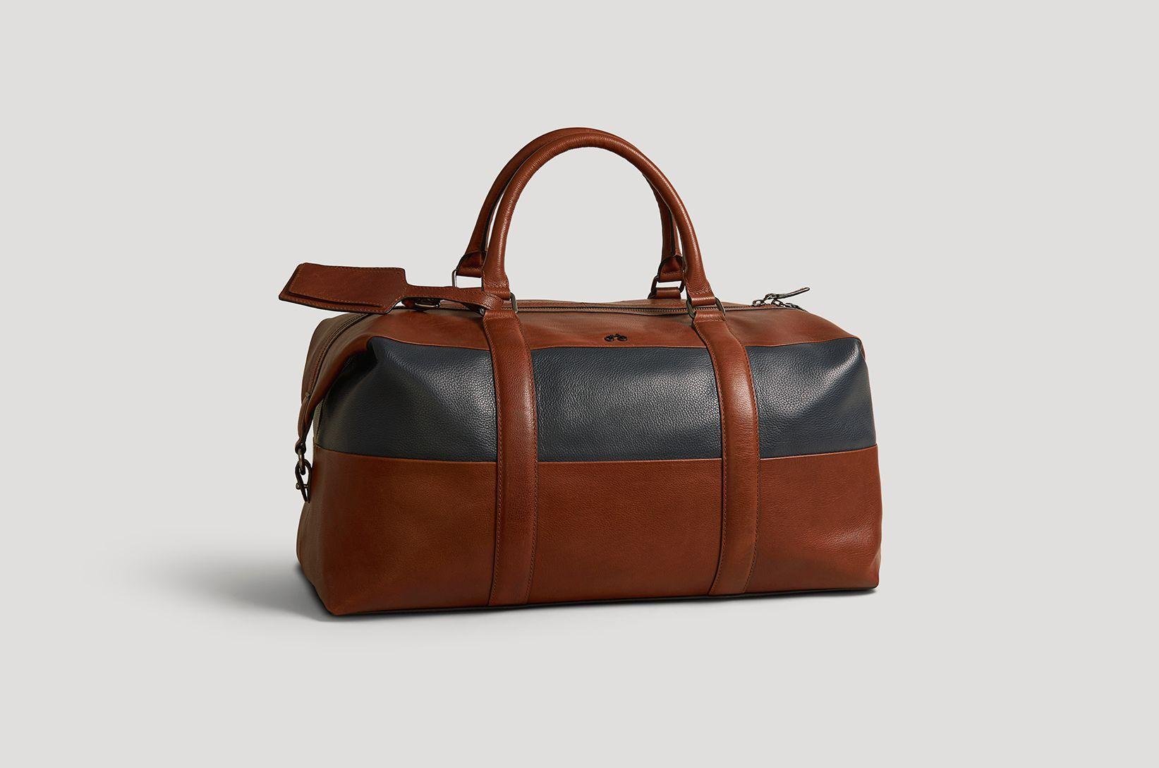 Bolso Cuero Café/Azul-0