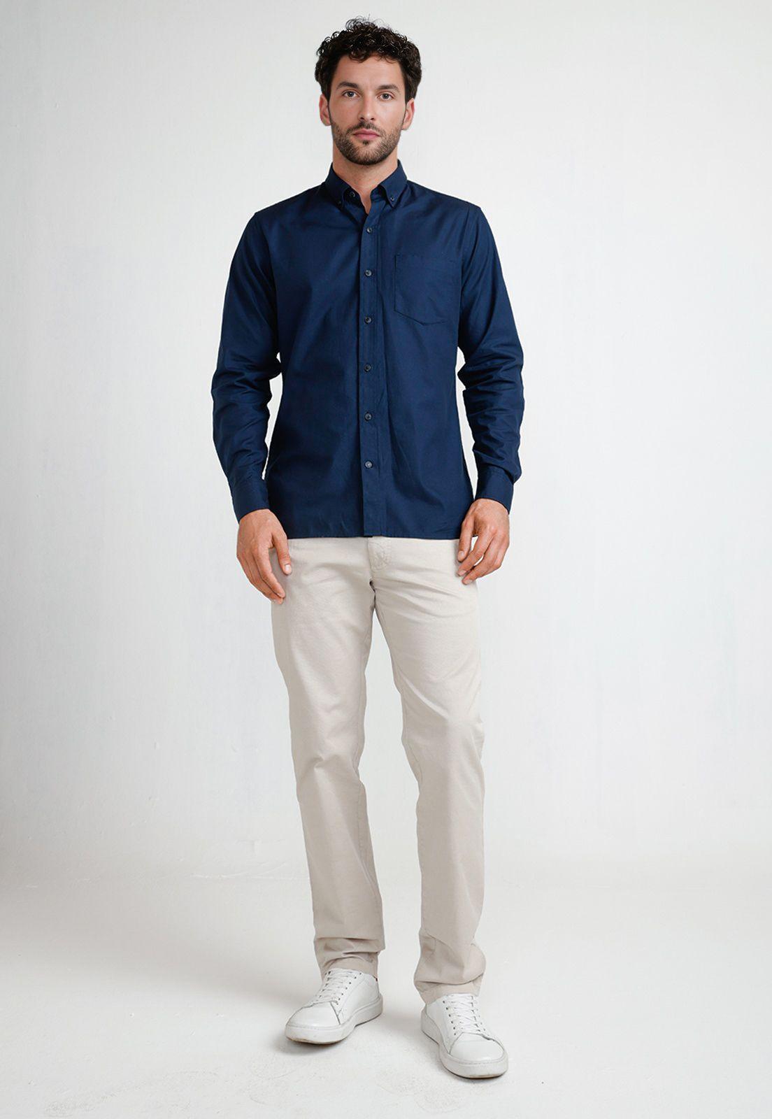 Camisa Oxford Hombre Blake Azul Marino-3