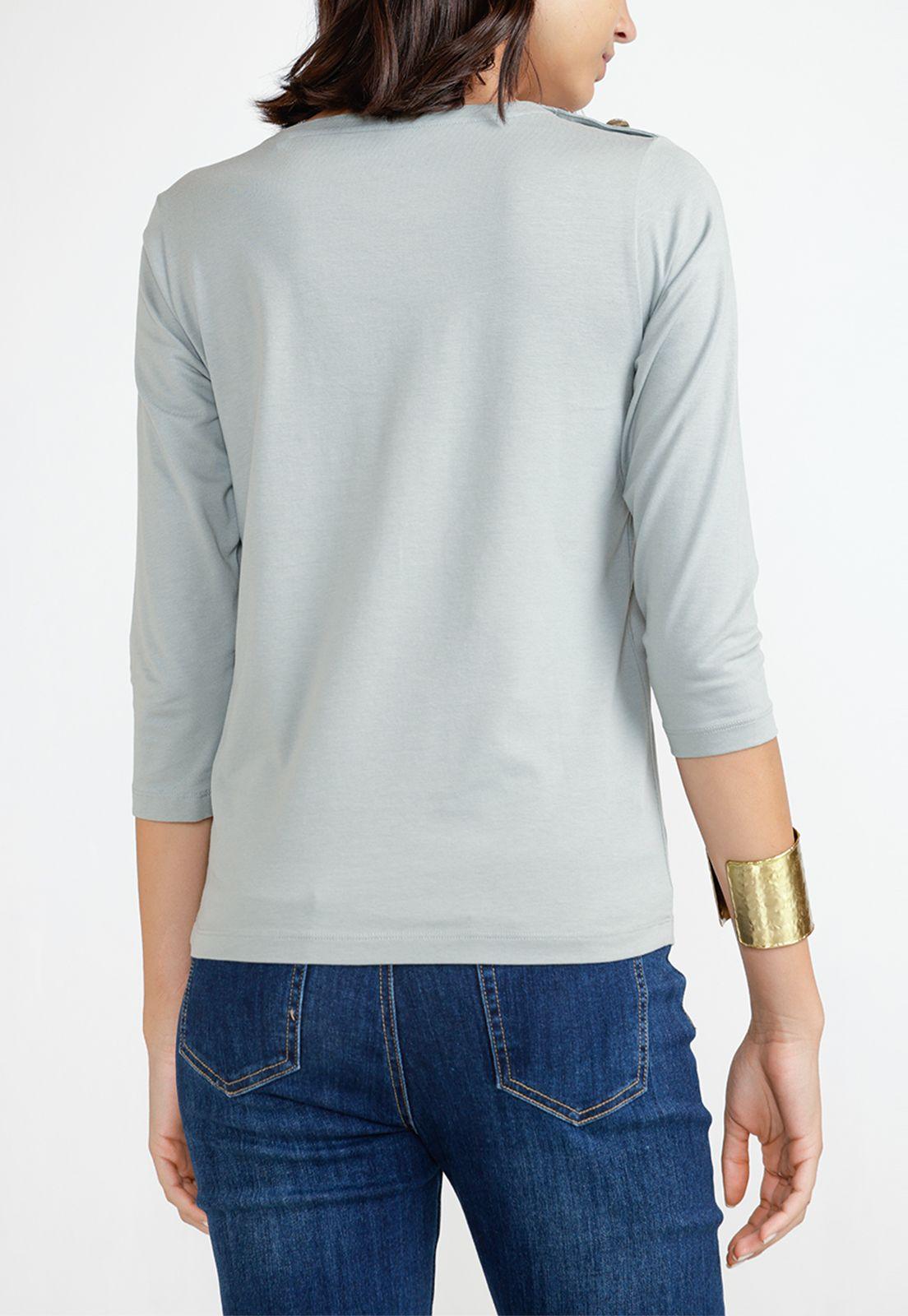 Polera Manga 3/4 Mujer Algodón Peruano Verde-1