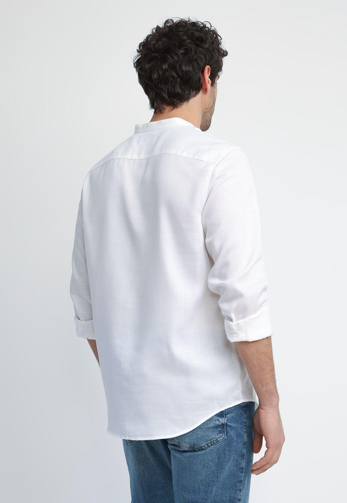 Camisa Hombre Cuello Mao Blanco 4KMW7035-1