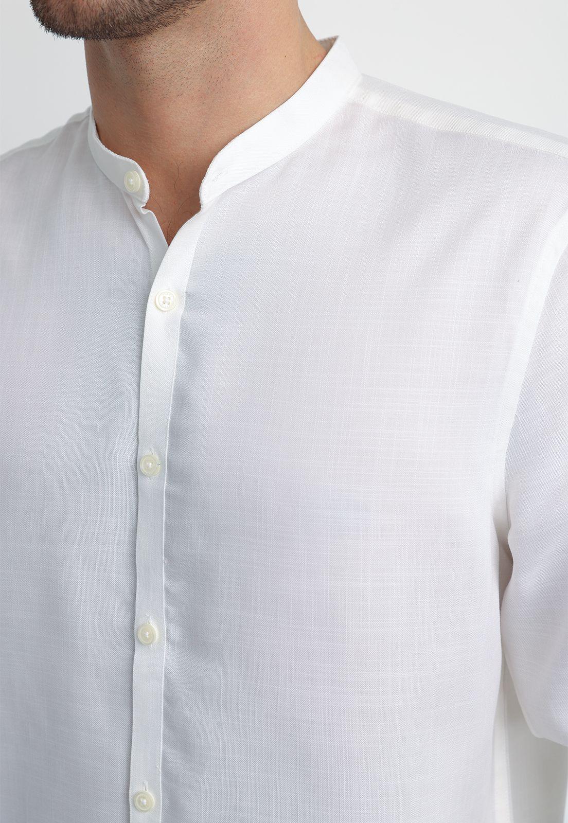 Camisa Hombre Cuello Mao Blanco 4KMW7035-2