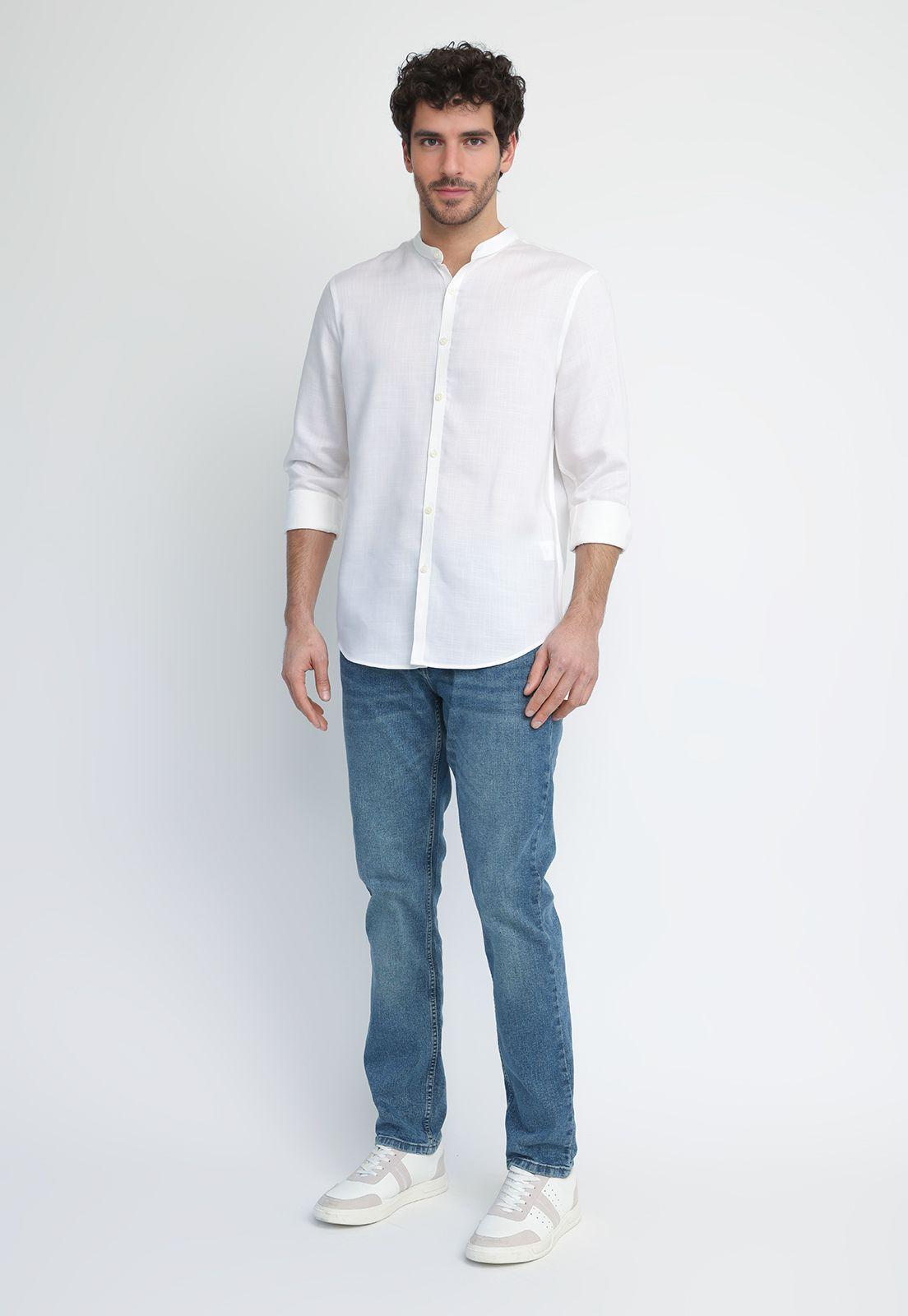 Camisa Hombre Cuello Mao Blanco 4KMW7035-3