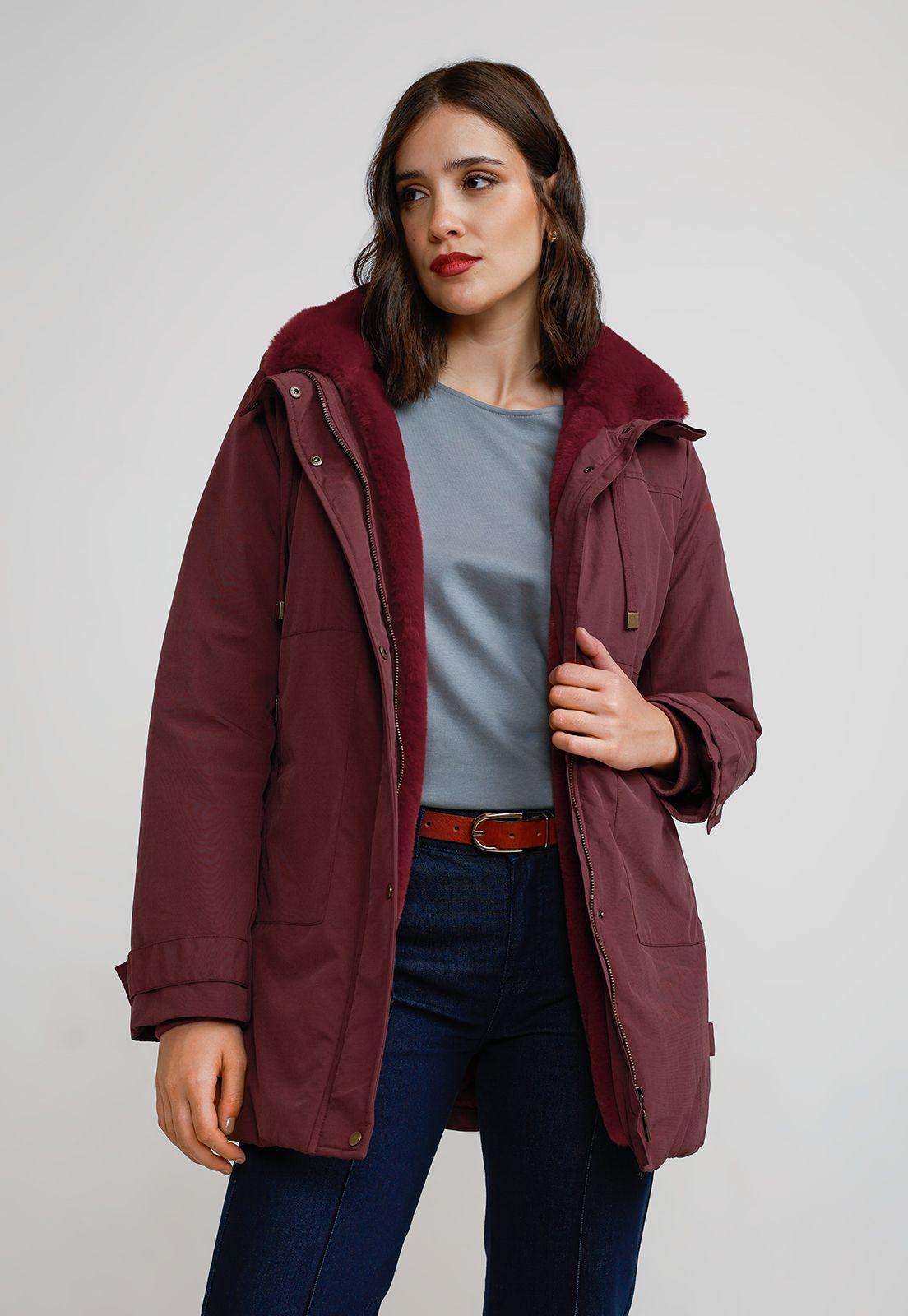 Parka Gruesa Mujer Burdeo-0