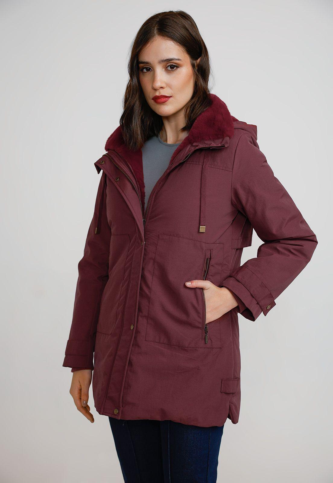 Parka Gruesa Mujer Burdeo-3