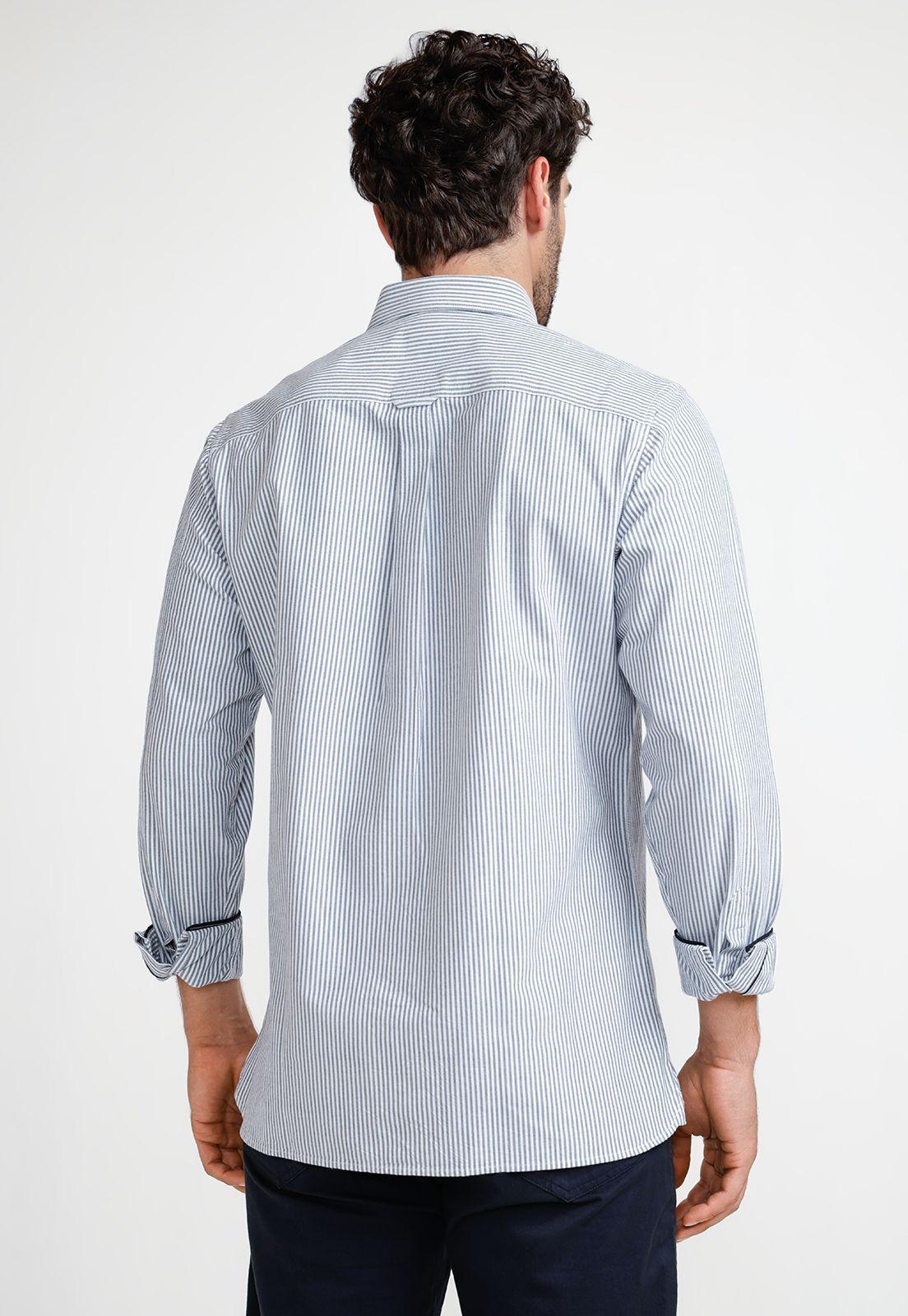 Camisa Rayas Hombre Beta Azul Marino-1