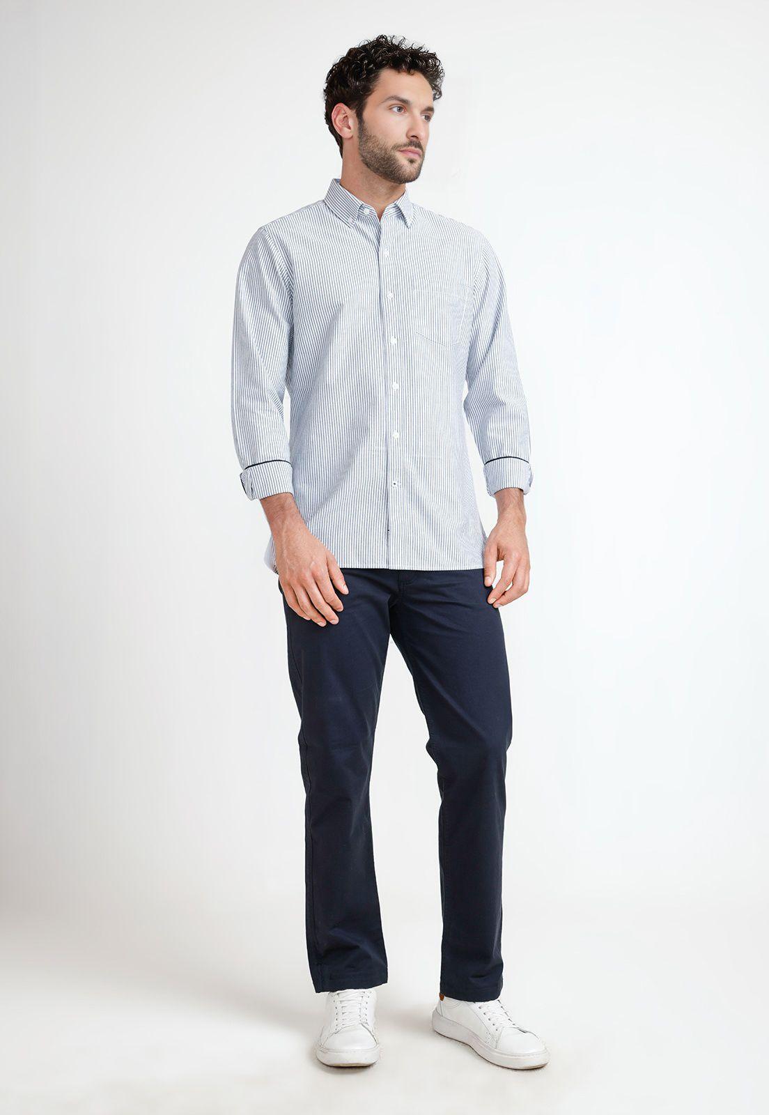 Camisa Rayas Hombre Beta Azul Marino-3