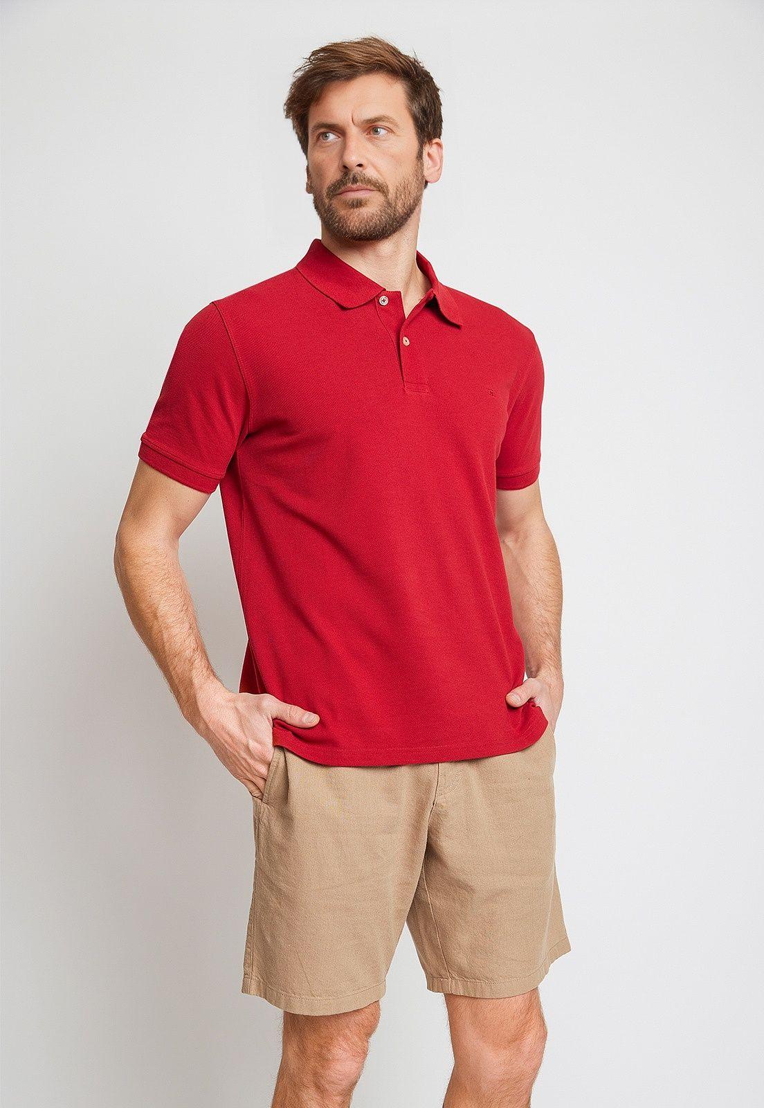 Polera Hombre Algodón Polo Regular Marini Rojo-0