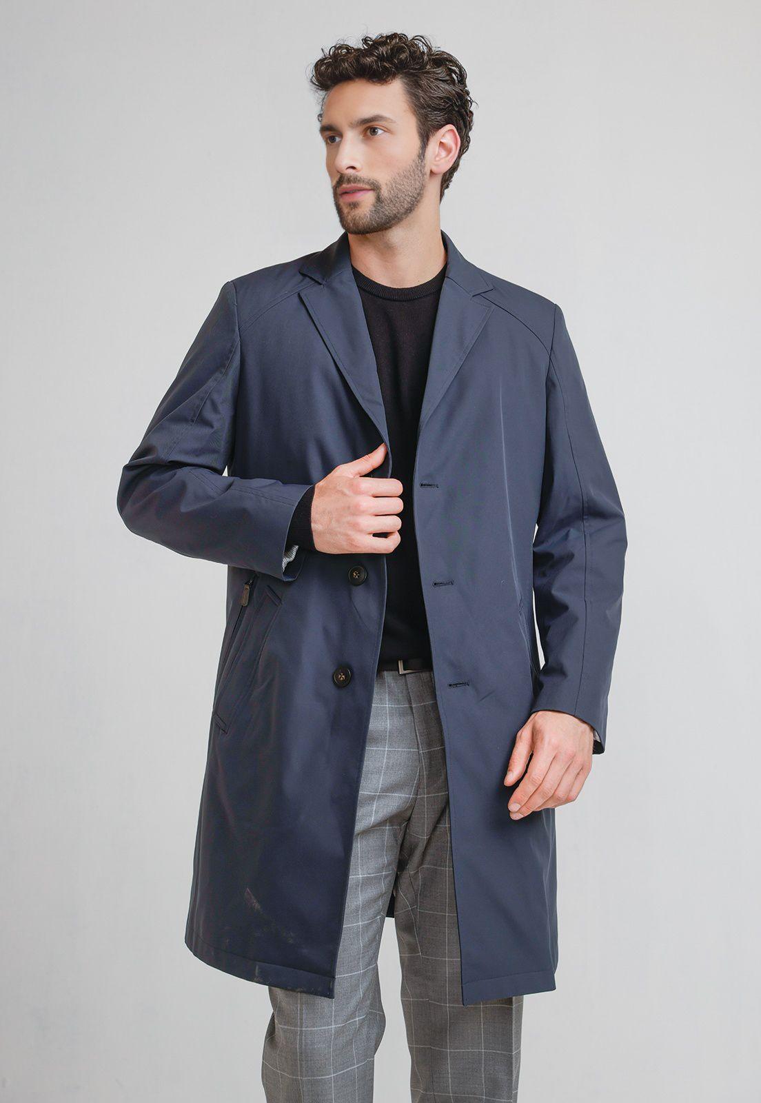 Abrigo Formal Hombre impermeable azul marino-0