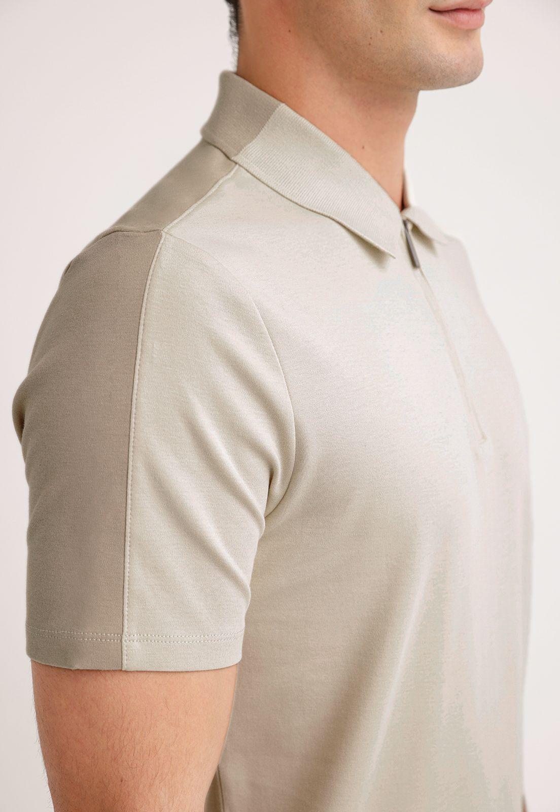 Polera Hombre Polo Con Cierre Beige-2