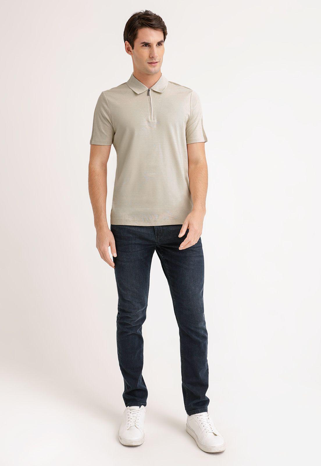 Polera Hombre Polo Con Cierre Beige-3