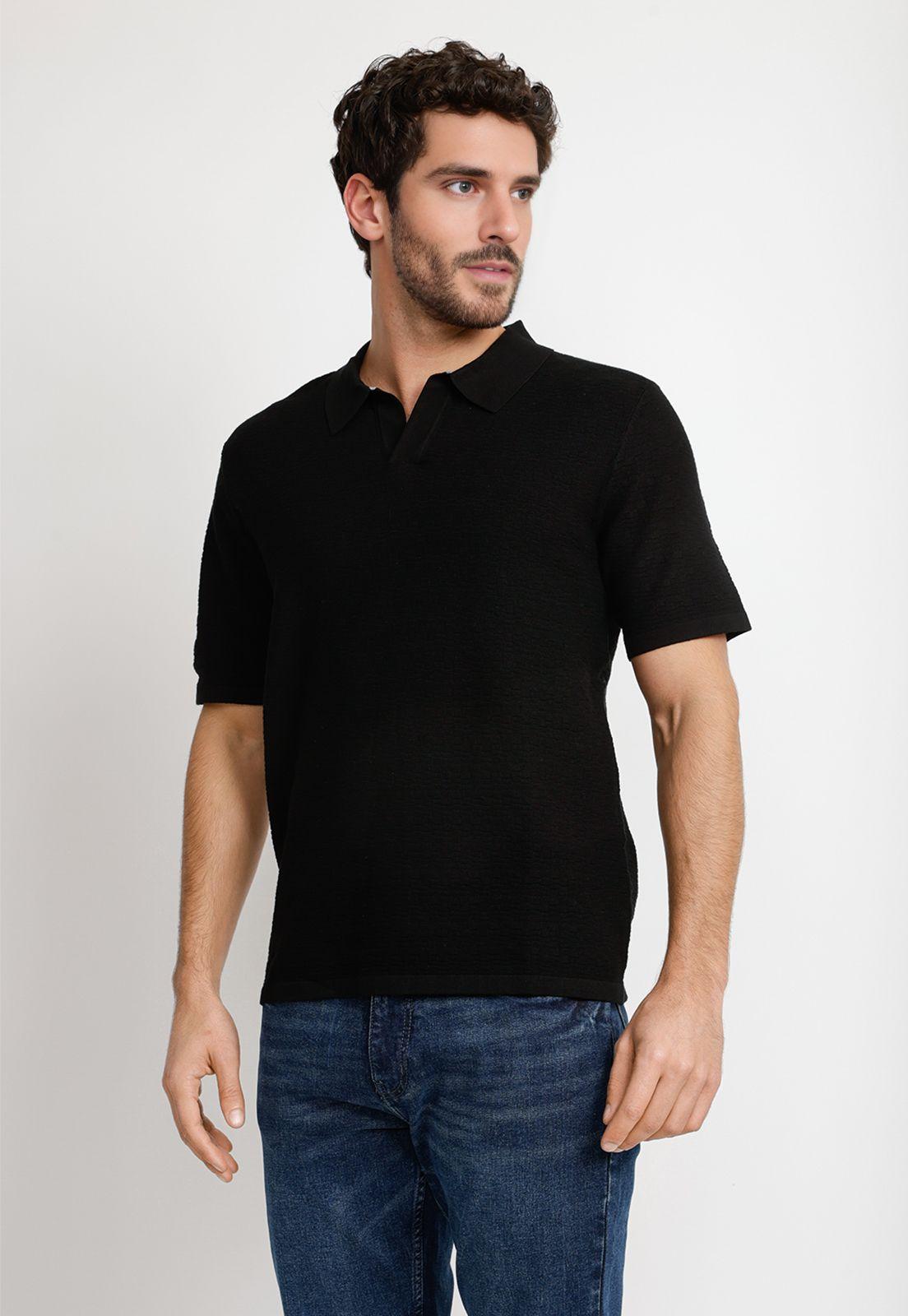 Polera Hombre Polo Manga Corta Negro-0